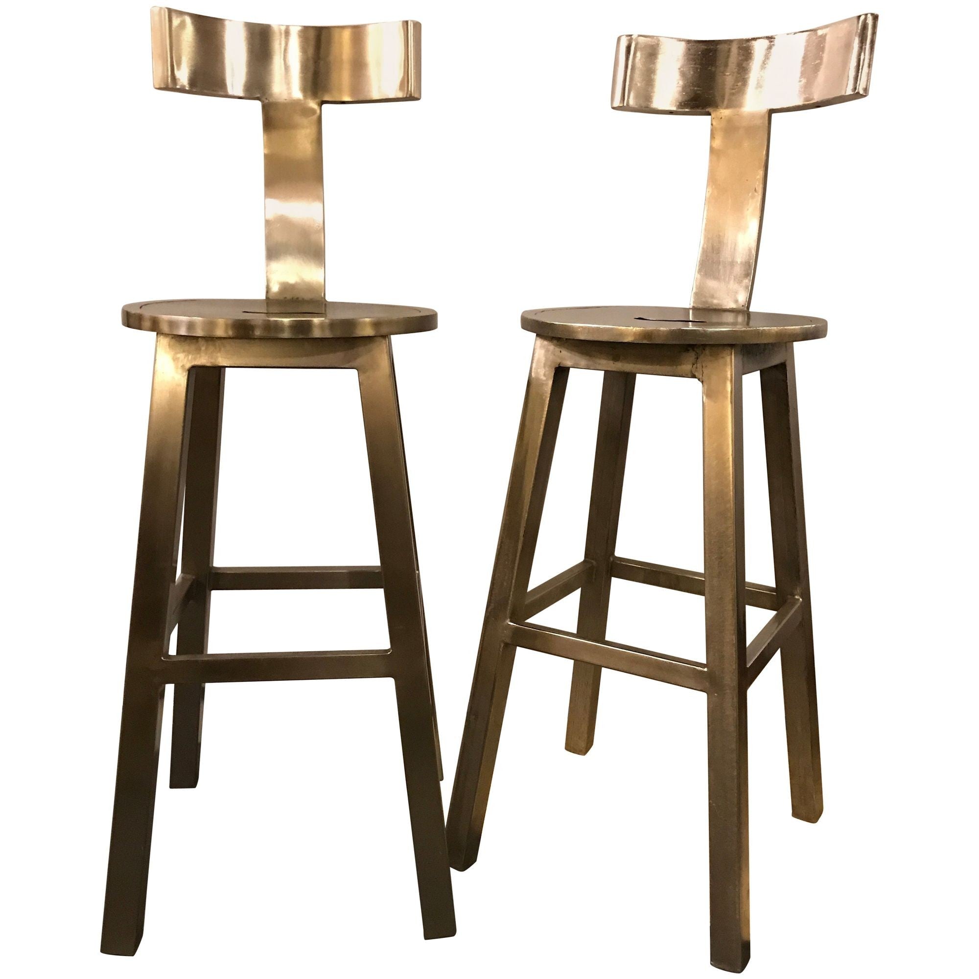 A Pair Of Deco Style Steel Bar Stool