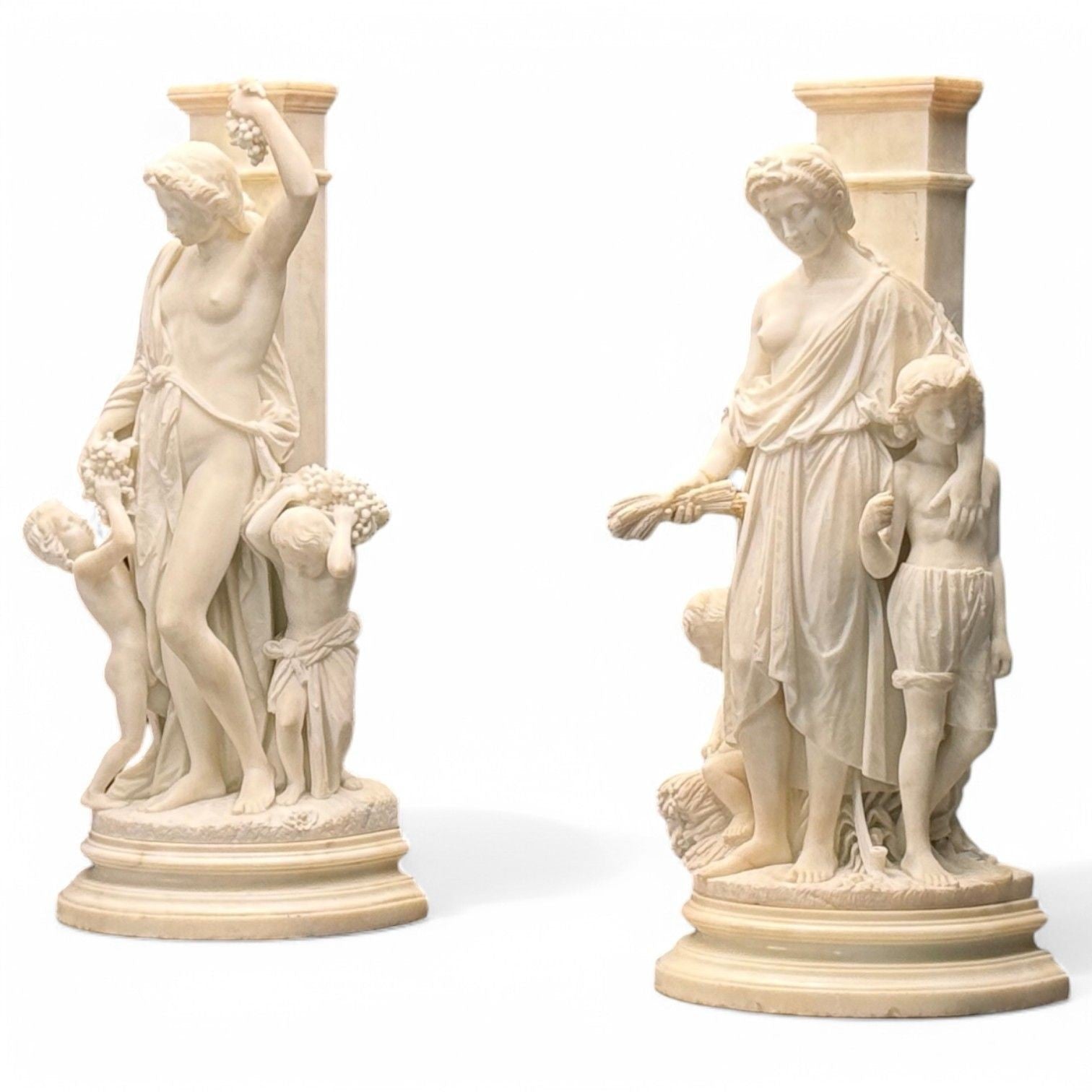 Neoclassical, Mother and Children, Marble Sculptures, Italy, 1920s
