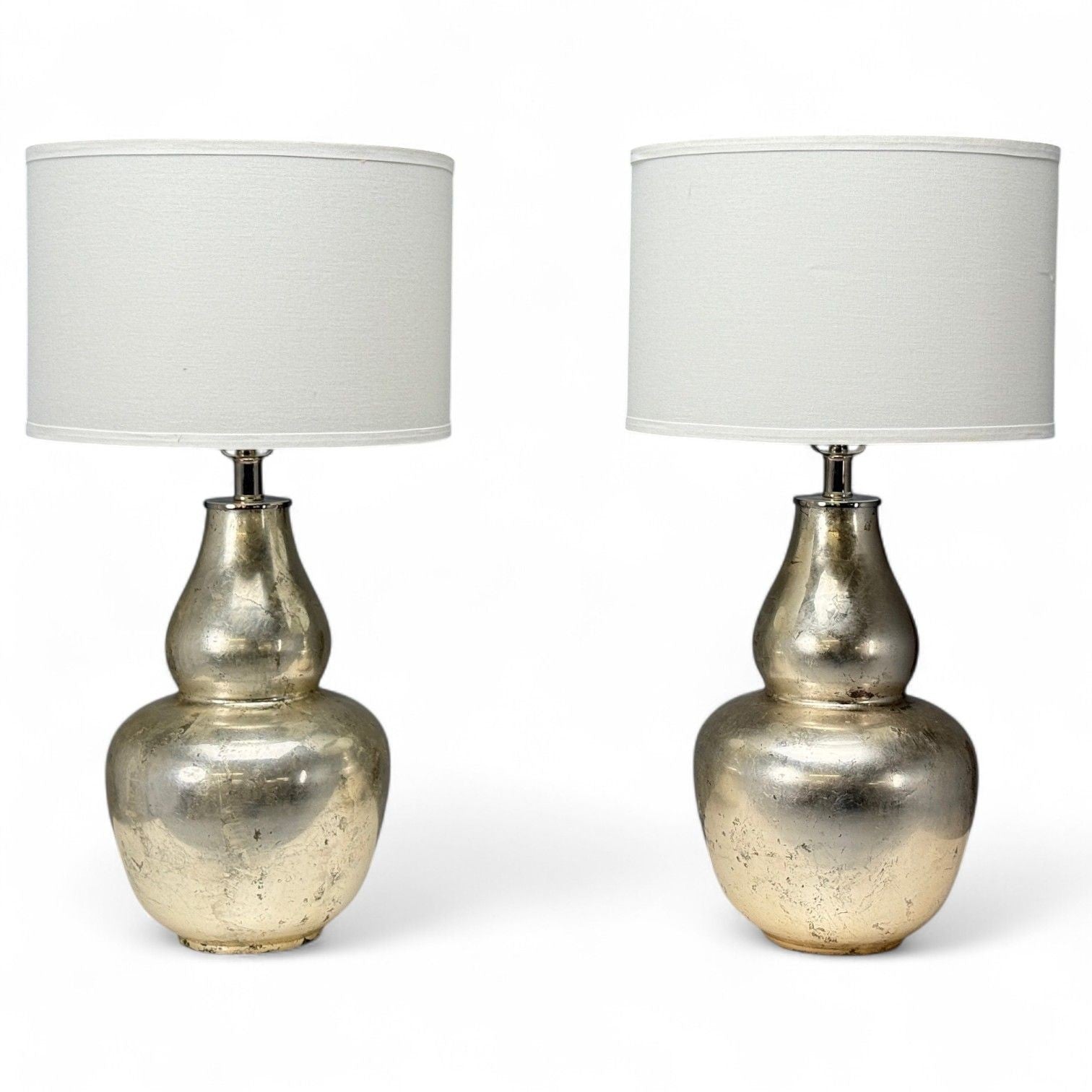 American Modern, Mercury Glass, Fabric, Table Lamps, USA, 1950s