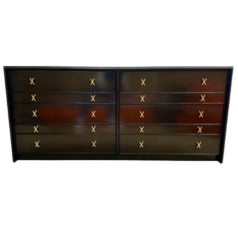 Mid-Century Modern Paul Frankl Mahogany Dresser, Stamped John Stuart, Brass