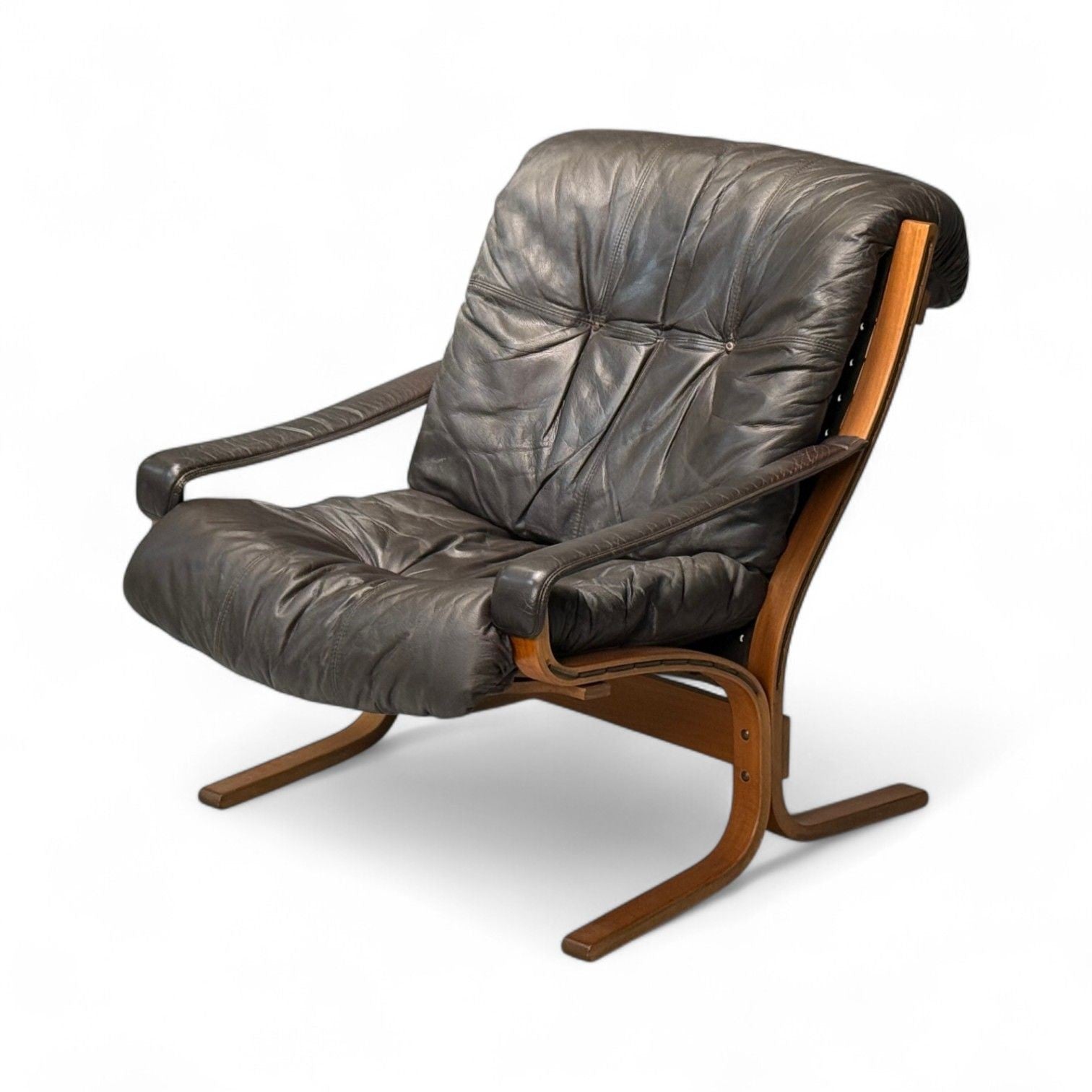 Ingmar Relling, Westnofa, Brown Leather, Bentwood, Lounge Chair, Norway, 1960s