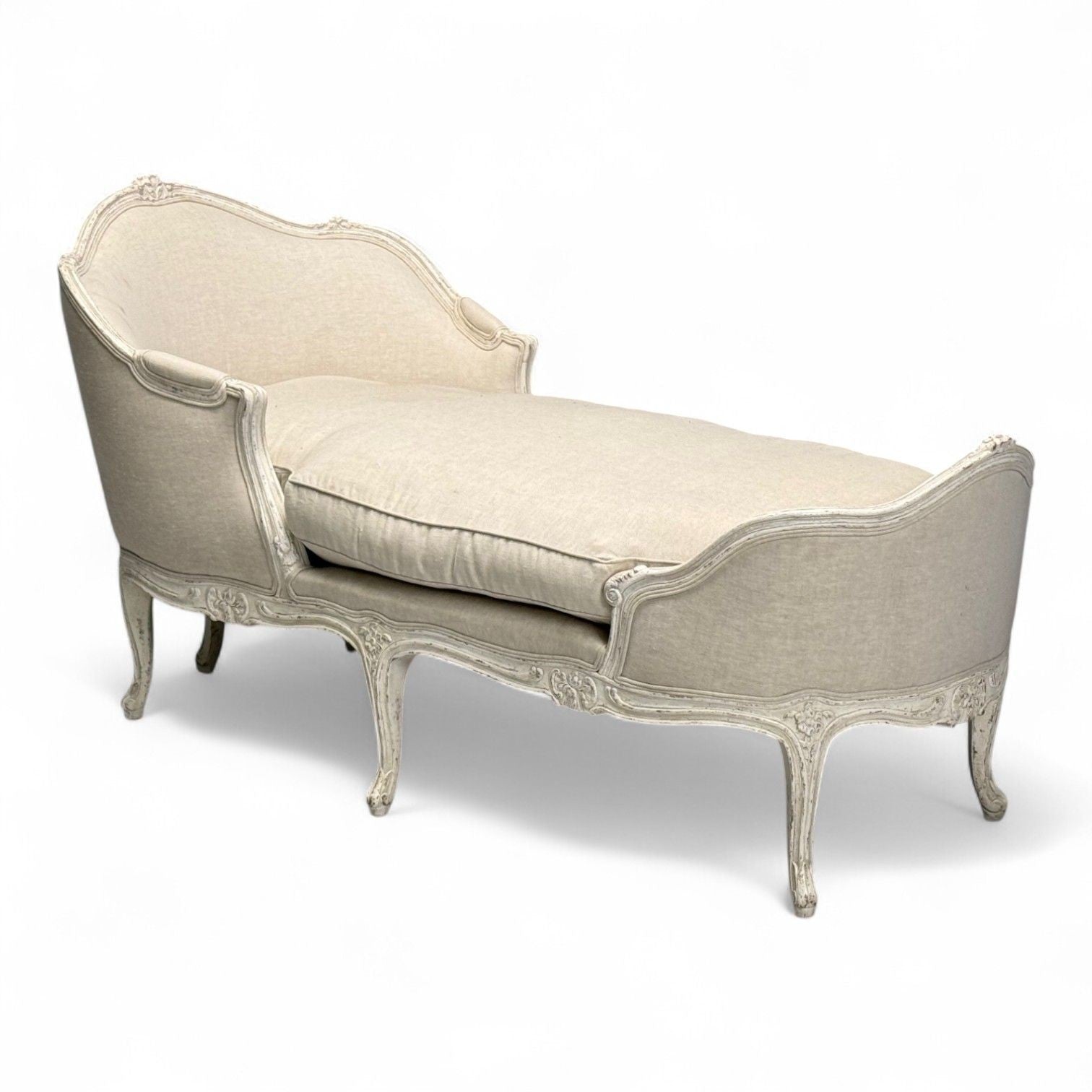 Gustavian, Distressed White Paint, Linen, Swedish Daybed, Sweden, 20th c.