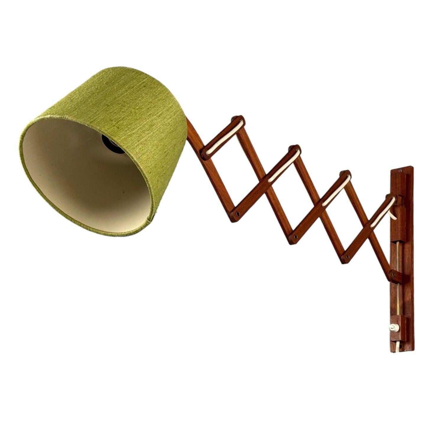 Aro Leuchten, Teak, Brass, Fabric, Scissor Wall Light, Germany, 1960s