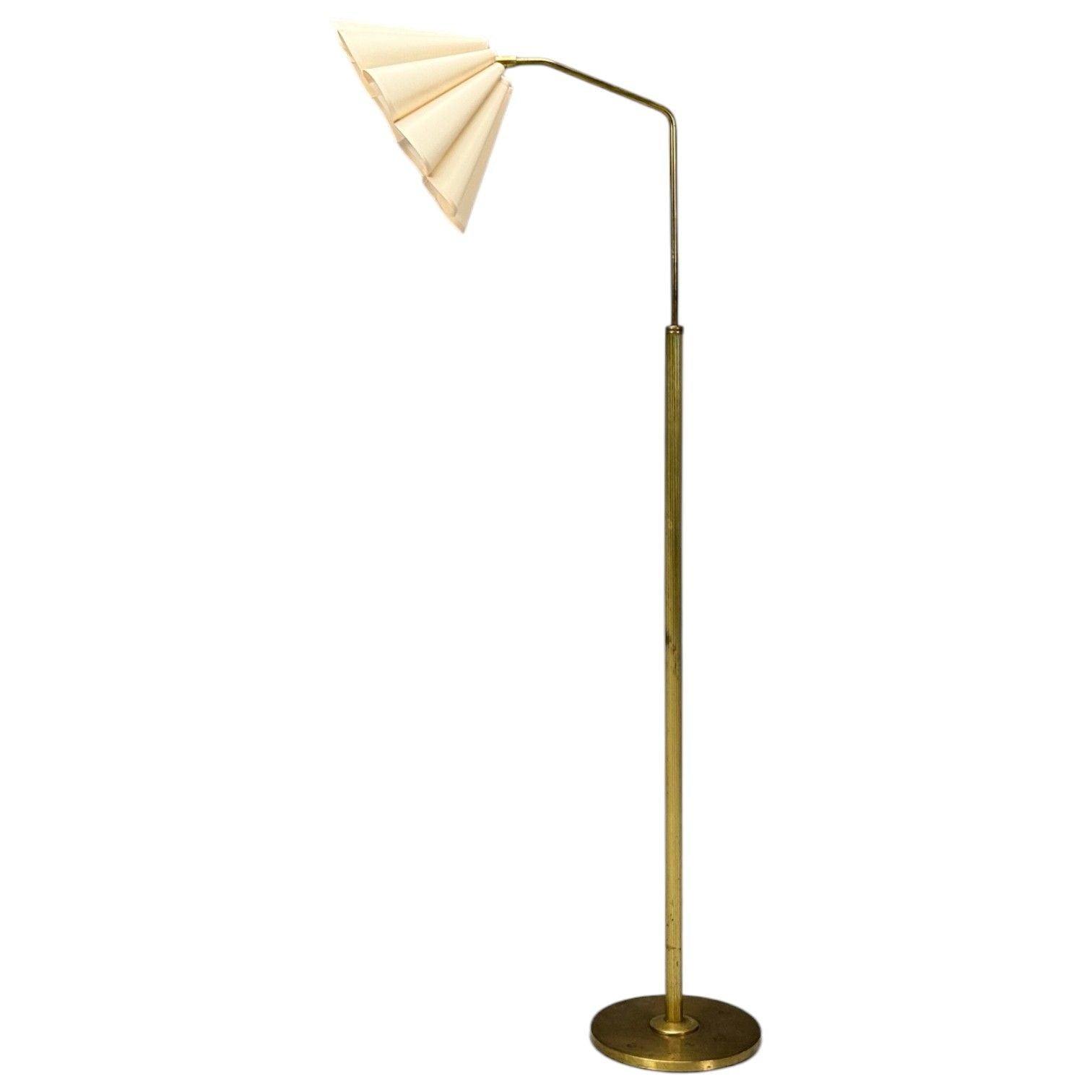Danish Modern, Brass, Paper, Adjustable Floor Lamp, Denmark, 1960s