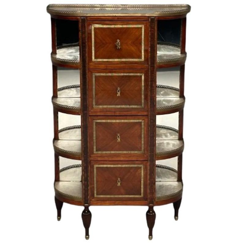 French Louis XVI Demilune Chest of Drawers, Vitrine / Showcase Cabinet