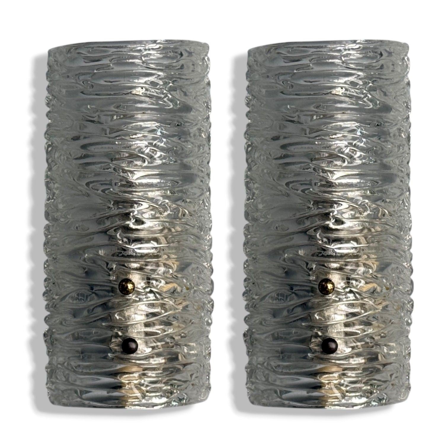 Carl Fagerlund, Textured Glass, Brass, Wall Lights, Sweden, 1960s