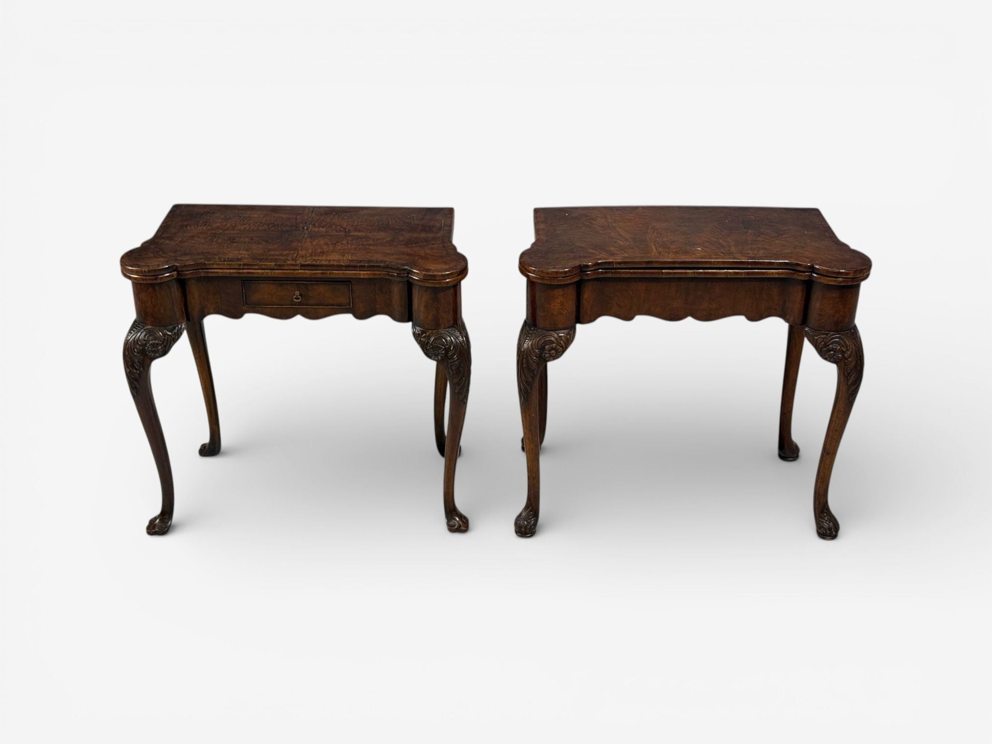Georgian, Card or Game Tables, A Pair, Tapestry, Mahogany, 18th Century