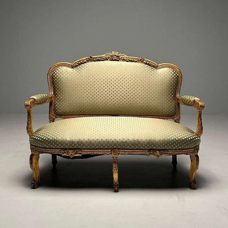 19th Century Settee / Canape, Durand, Louis XV, Giltwood, Scalamandre Upholstery