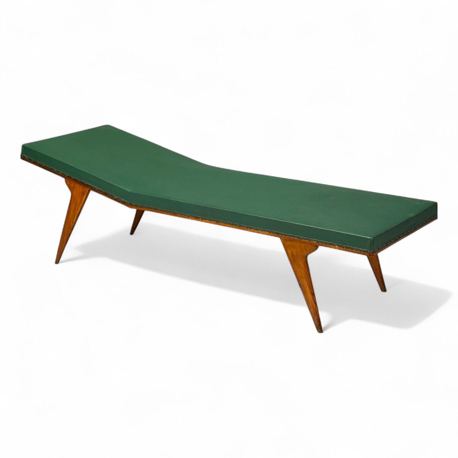 Italian Modern, Walnut, Leatherette, Chaise Lounge, Italy, 1950s