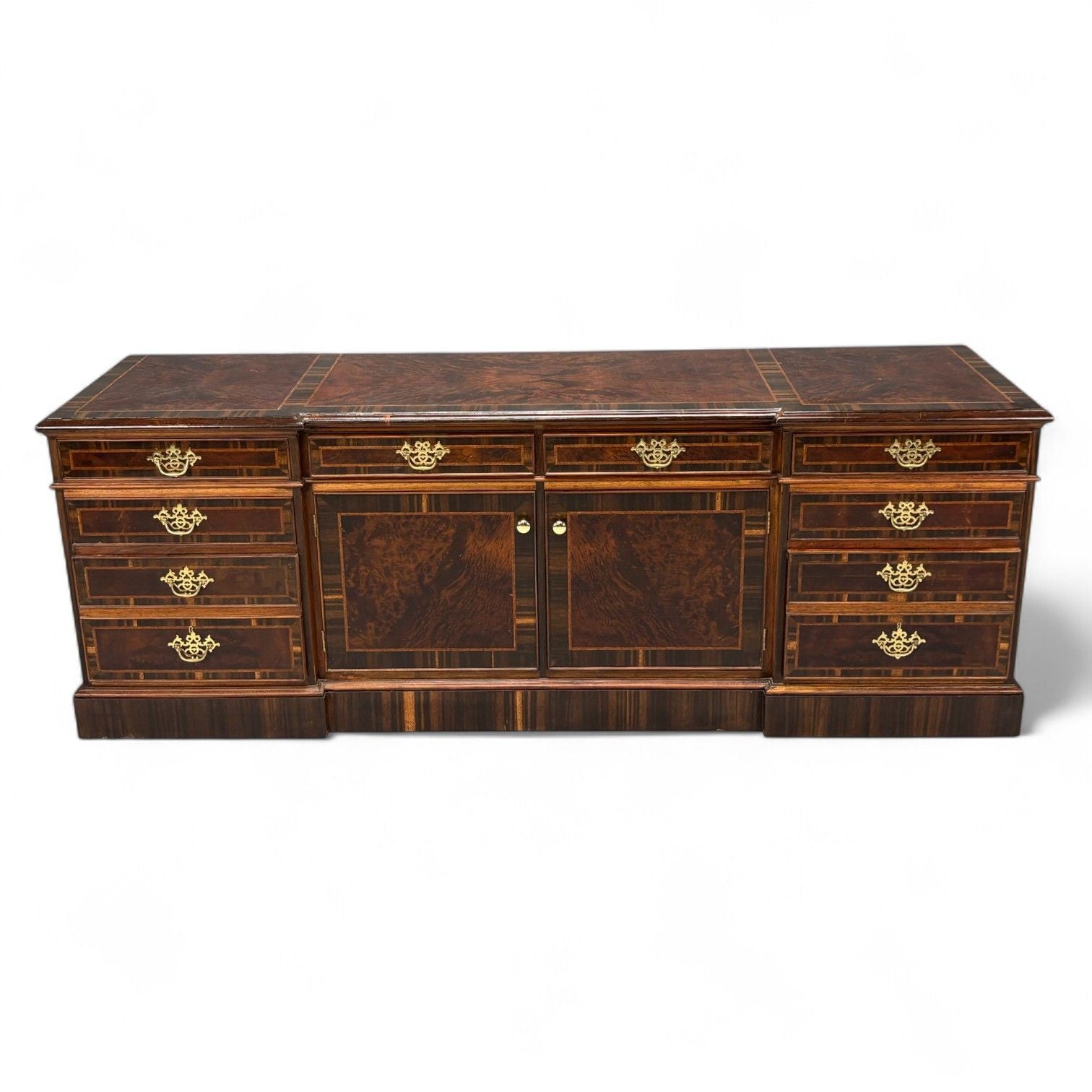 Georgian, Circassian Walnut, Burlwood, Brass, Sideboard, USA, 1980s
