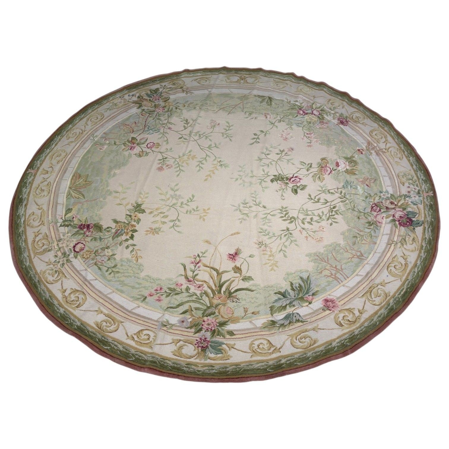 Traditional, Chinese Round Carpet, 12 Foot Diam, 1940s