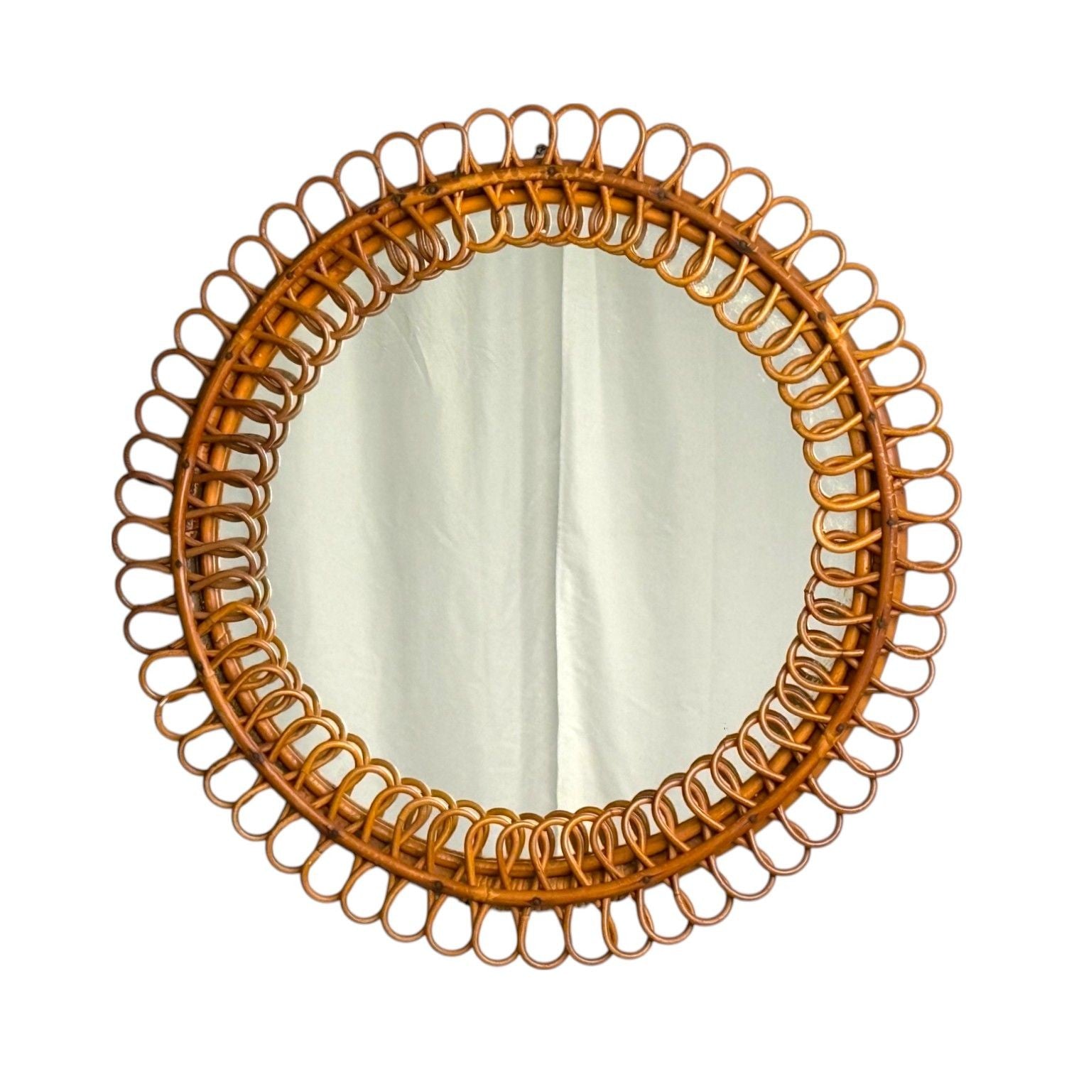Franco Albini attr., Italian Modern, Bamboo, Cane, Wall Mirror, Italy, 1950s