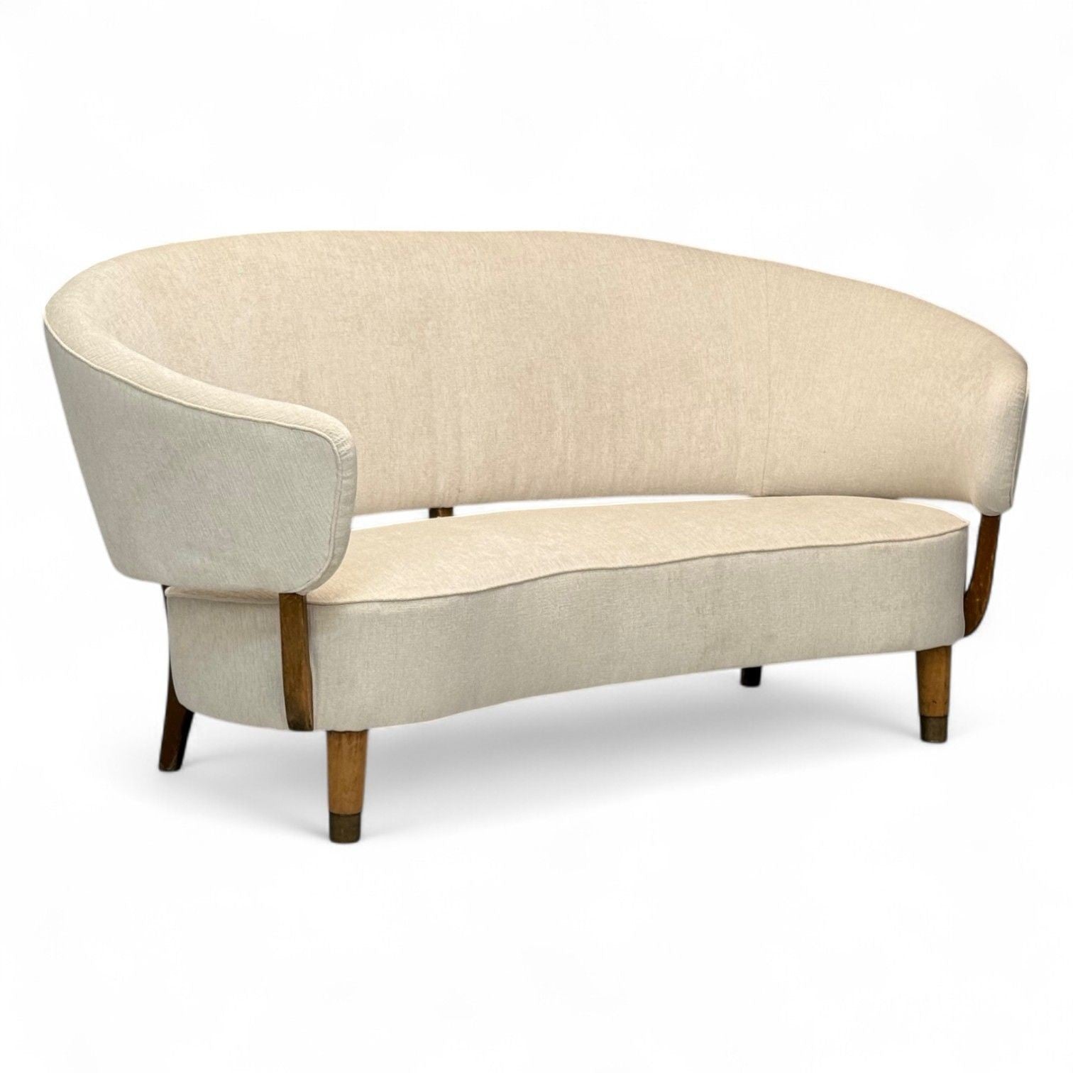 Aage Sattrup, Beech, Fabric, Rare Floating Sofa, Denmark, 1950s
