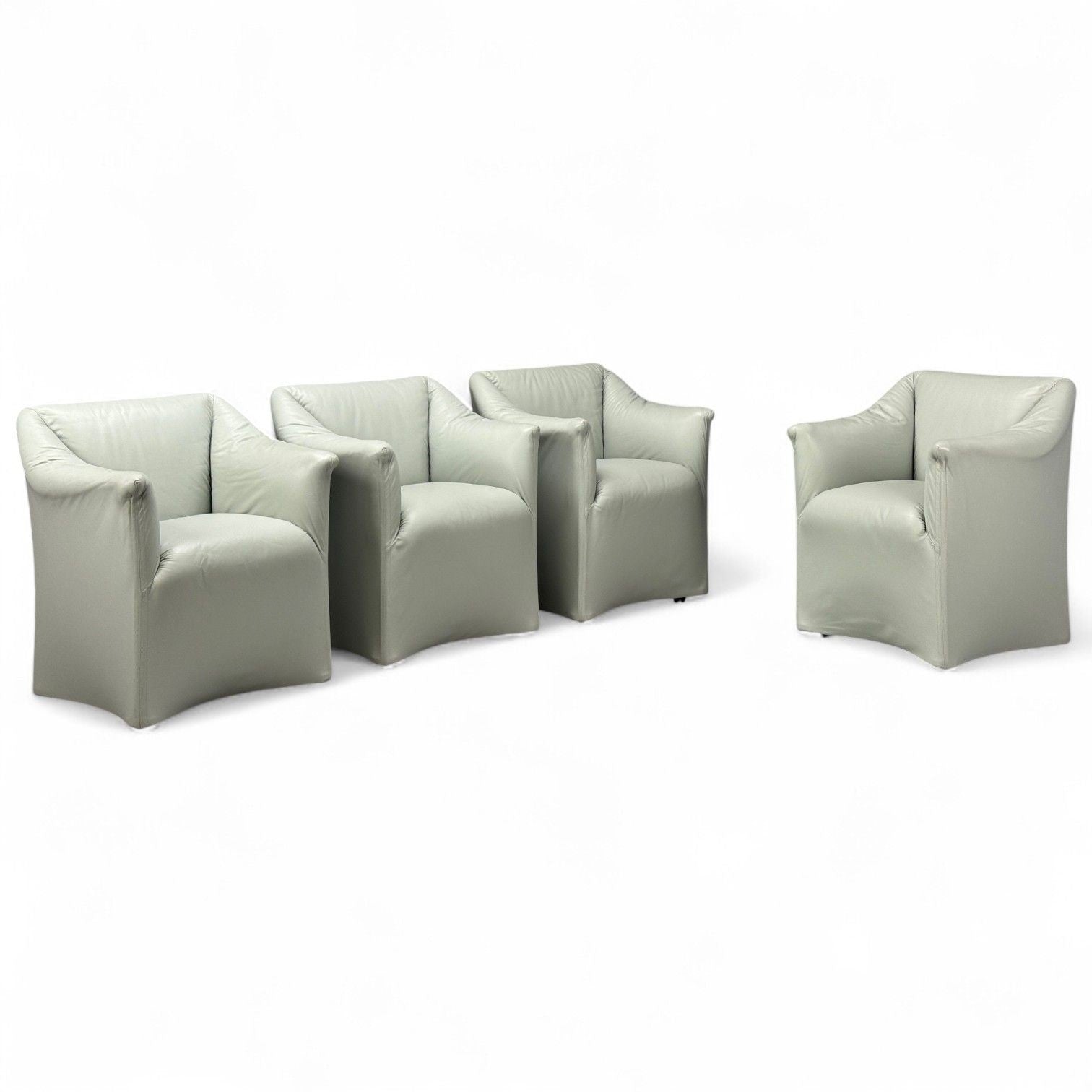 Mario Bellini, Italian Modern, Leather, Four Model 684 Armchairs, Italy, 1980s