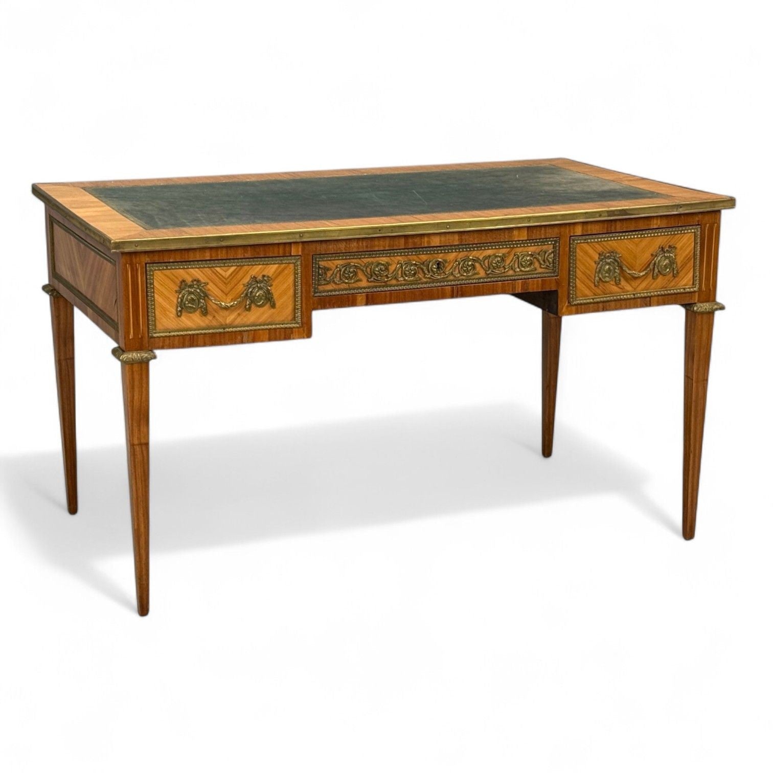 Louis XVI Style, Marquetry, Leather, Writing Desk, France, 19th.