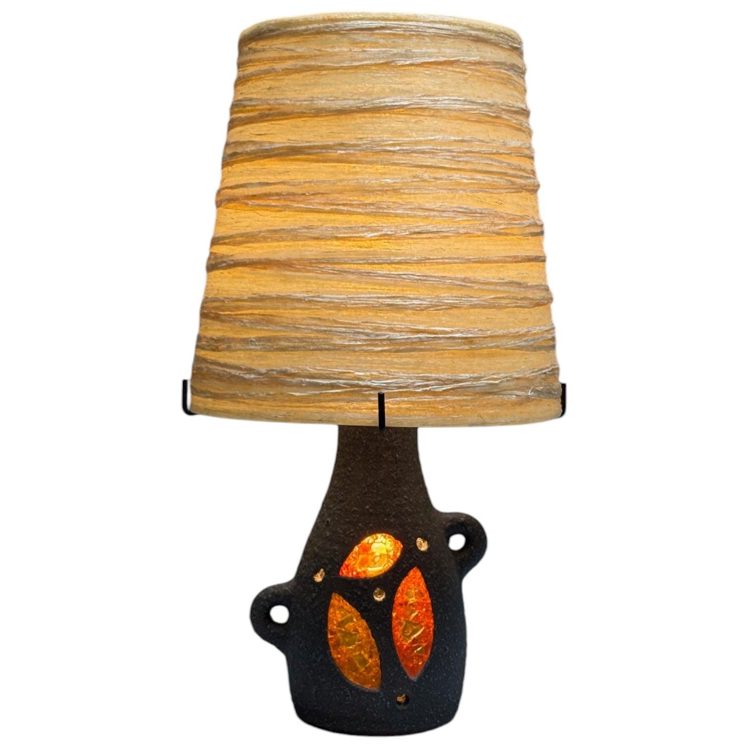 Accolay, Ceramic, Stained Glass, Spun Resin, Table Lamp, France, 1960s