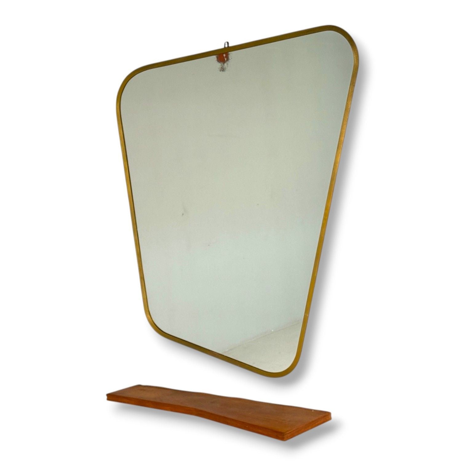Italian Modern, Cherrywood, Glass, Console with Mirror, Italy, 1950s