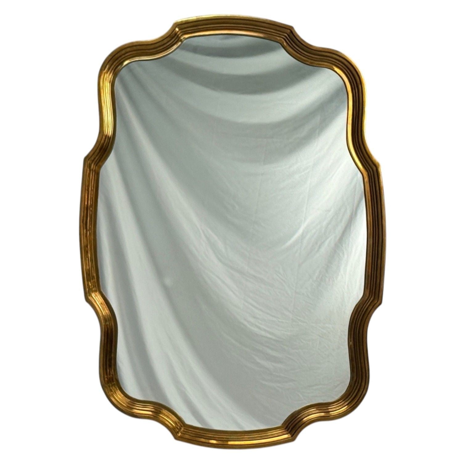 Hollywood Regency Style, Bronze, Scalloped Wall Mirror, USA, 1950s
