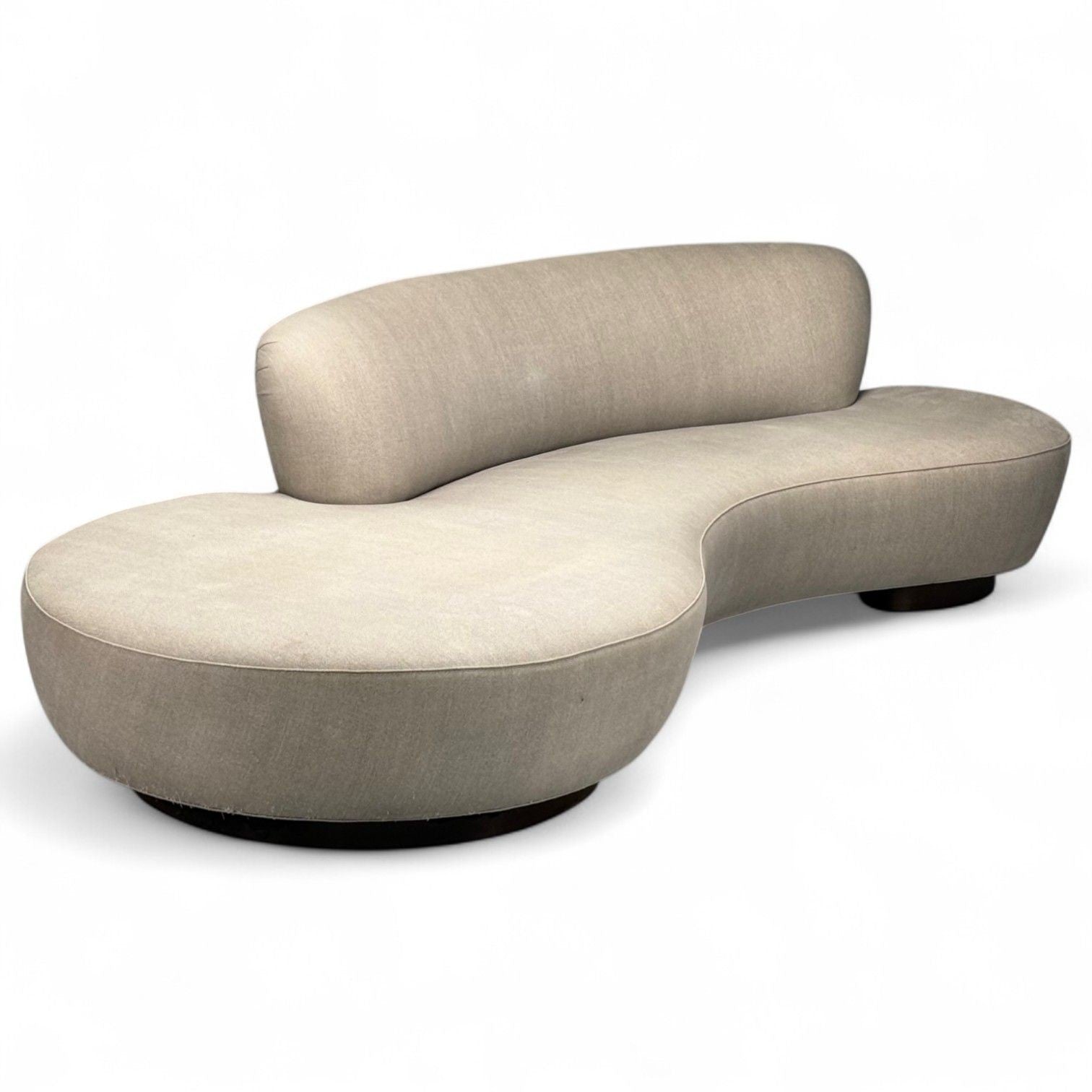 Vladimir Kagan, Walnut, Fabric, Monumental Serpentine Sofa, USA, 2000s