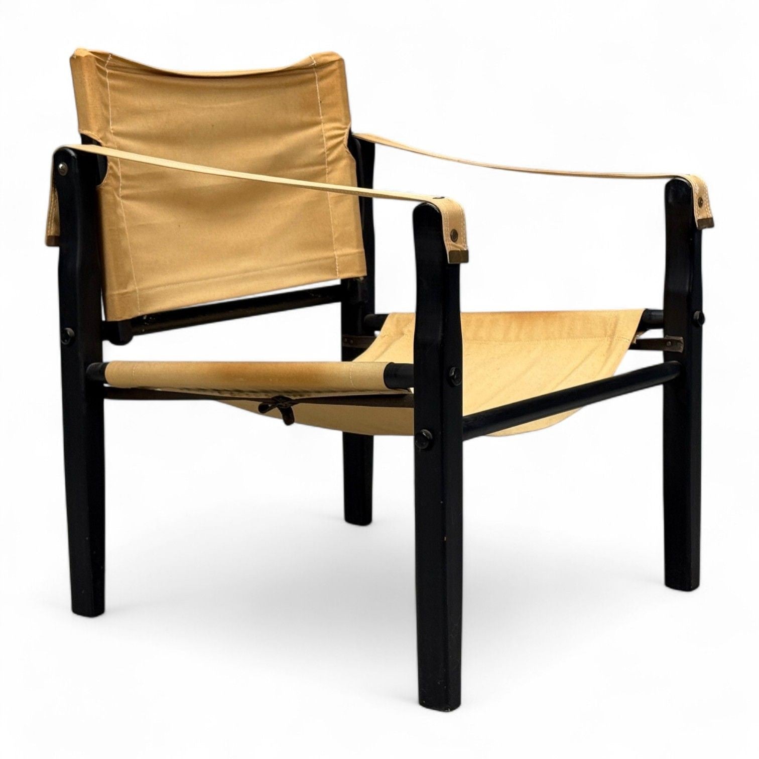 Gold Medal Folding Furniture Co., Leatherette, Wood, Safari Chair, USA, 1960s