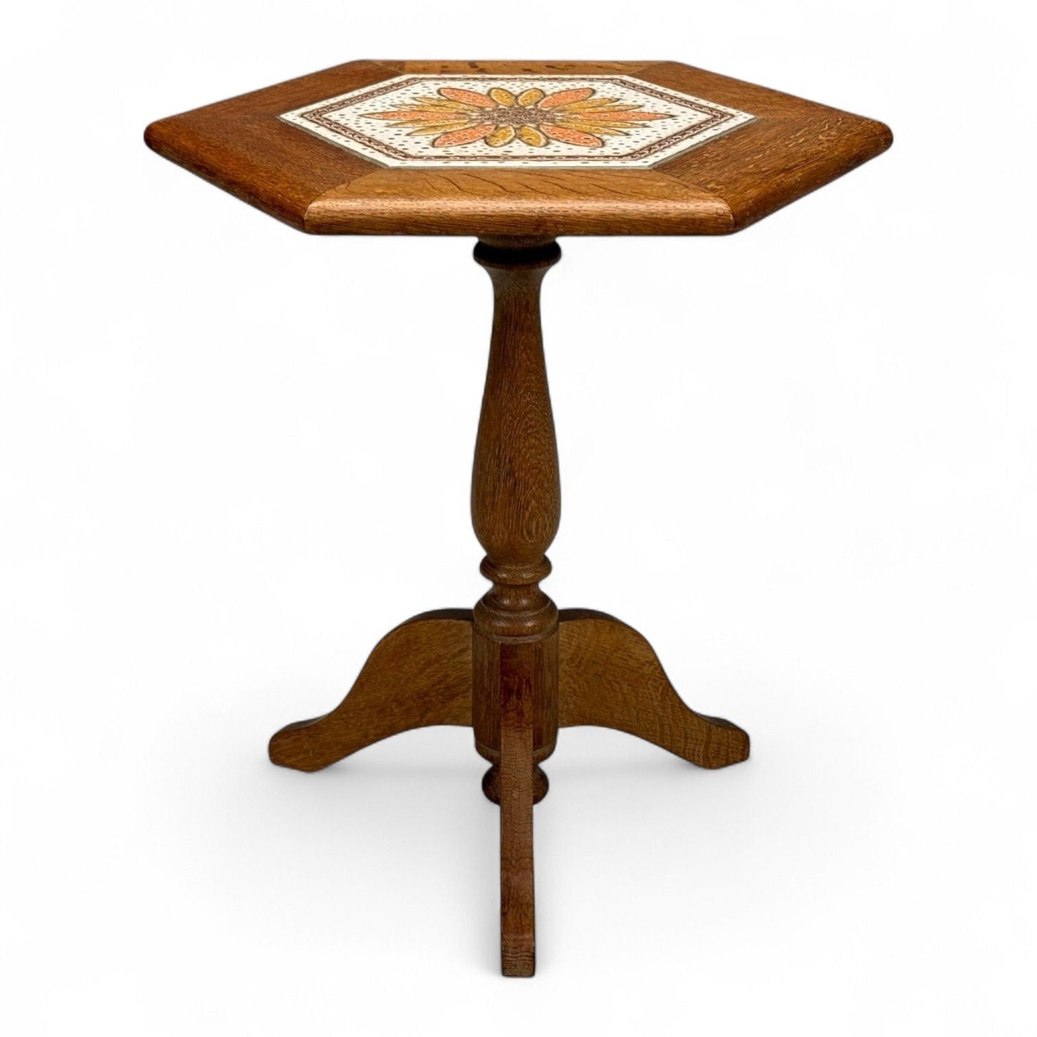 Danish Modern, Oak, Ceramic, Side Table, Denmark, 1975