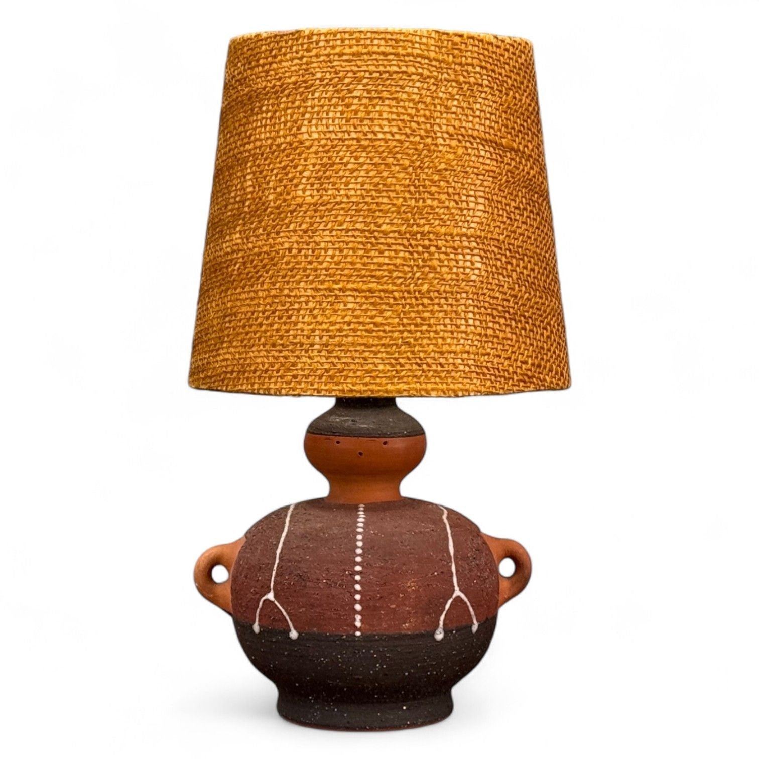 Thomas Hellström, Swedish Modern, Ceramic, Fabric, Table Lamp, Sweden, 1970s