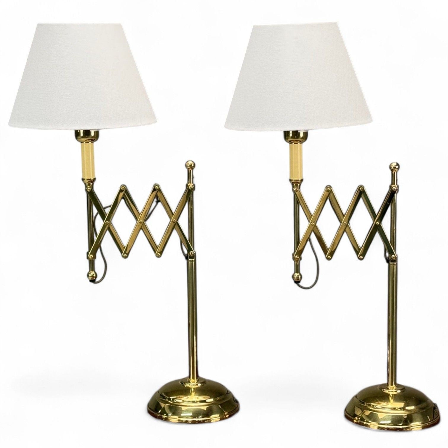 American Modern, Polished Brass, Adjustable Table Lamps, USA, 1980s