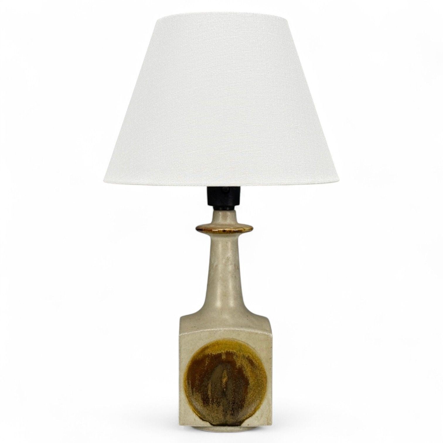 Knabstrup Attribution, Beige Stoneware, Table Lamp, Denmark, 1960s