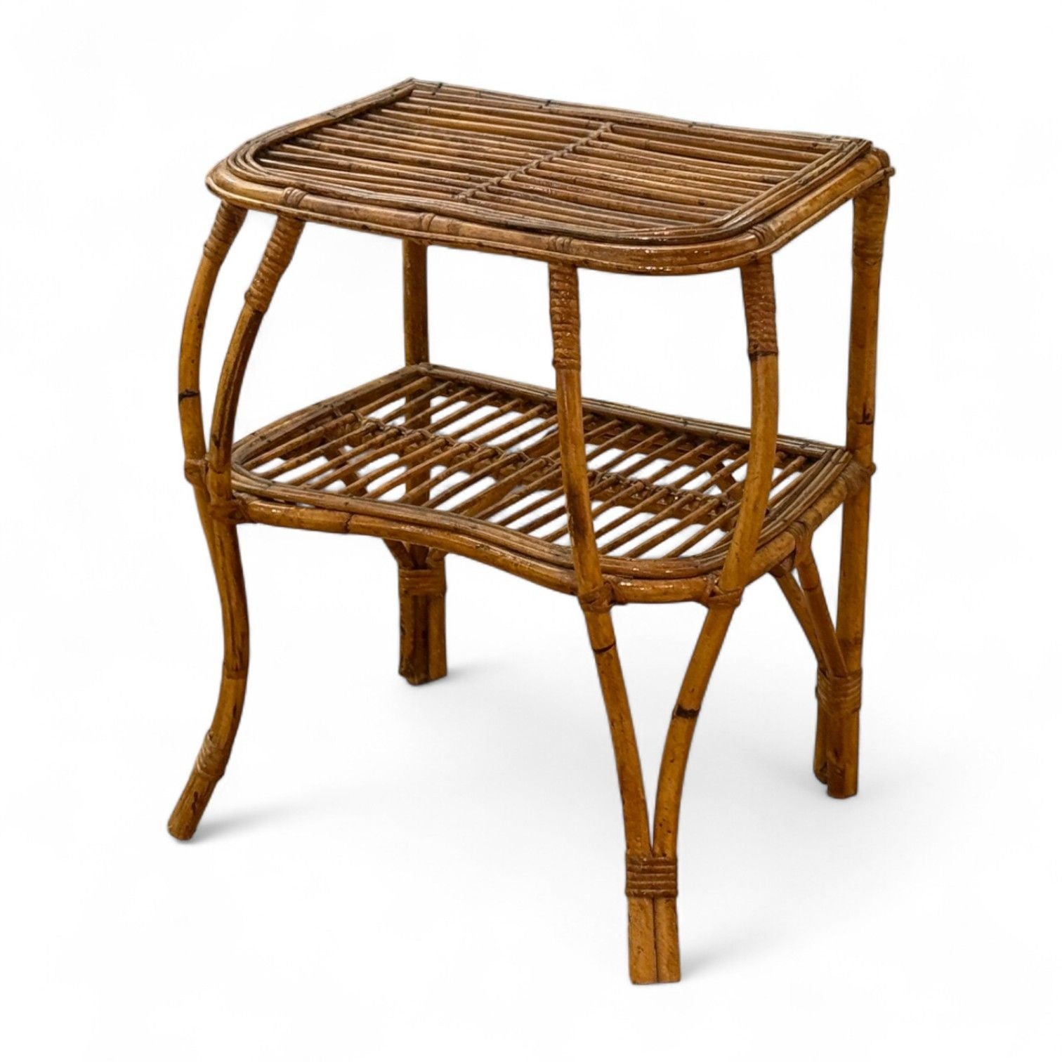 Italian Modern, Rattan, Bamboo, Cane, Side Table, Italy, 1960s