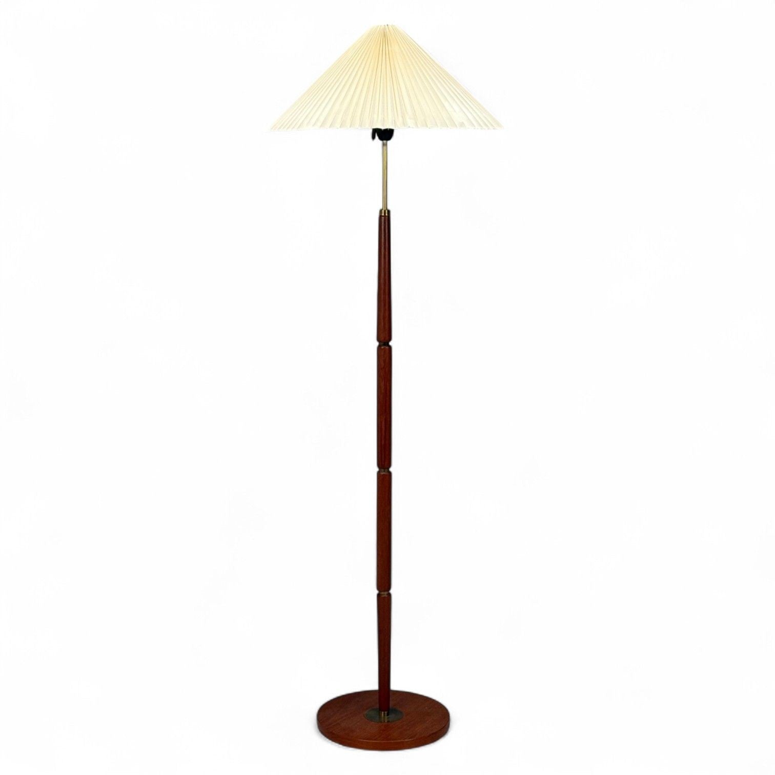 Danish Modern, Teak, Brass, Paper, Floor Lamp, Denmark, 1960s