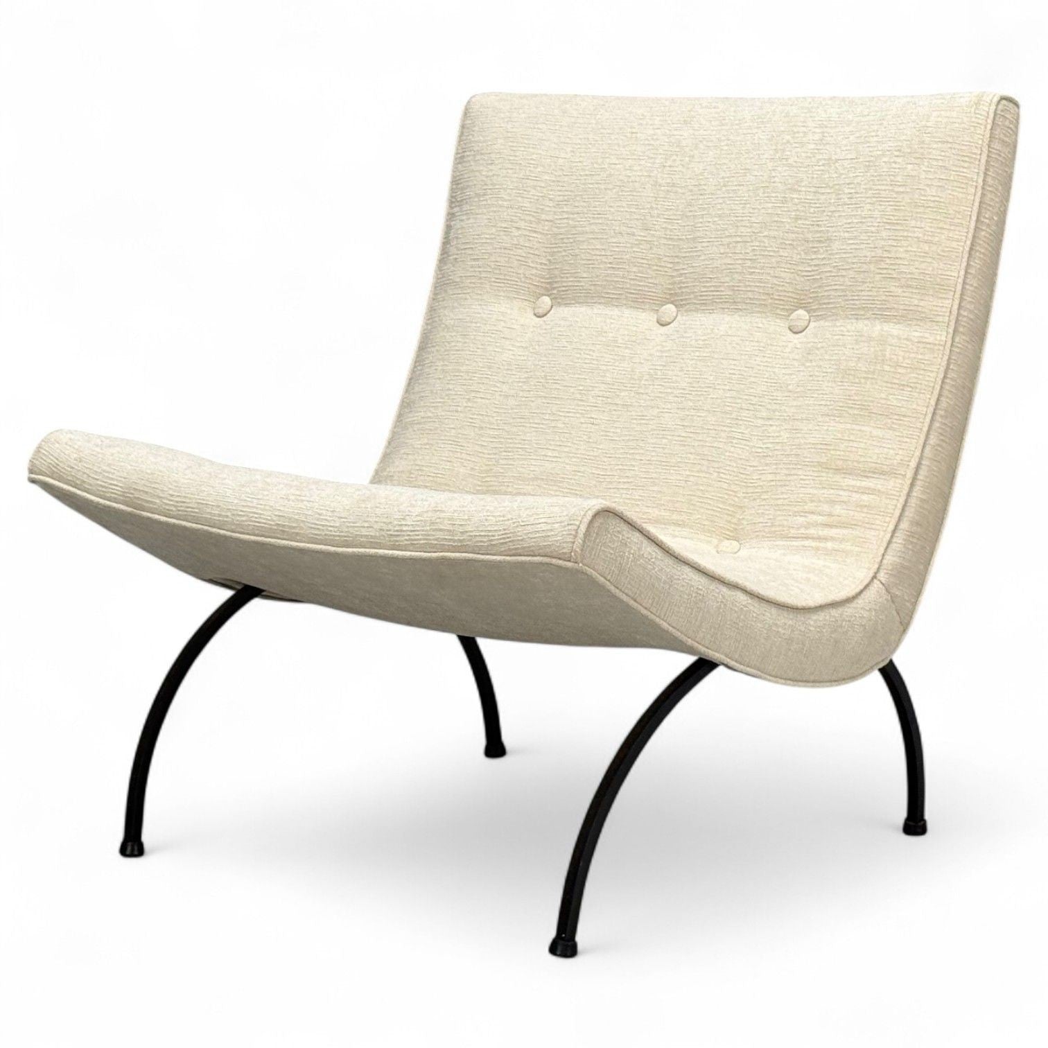 Milo Baughman, Iron, Fabric, Scoop Chair, USA, 1950s