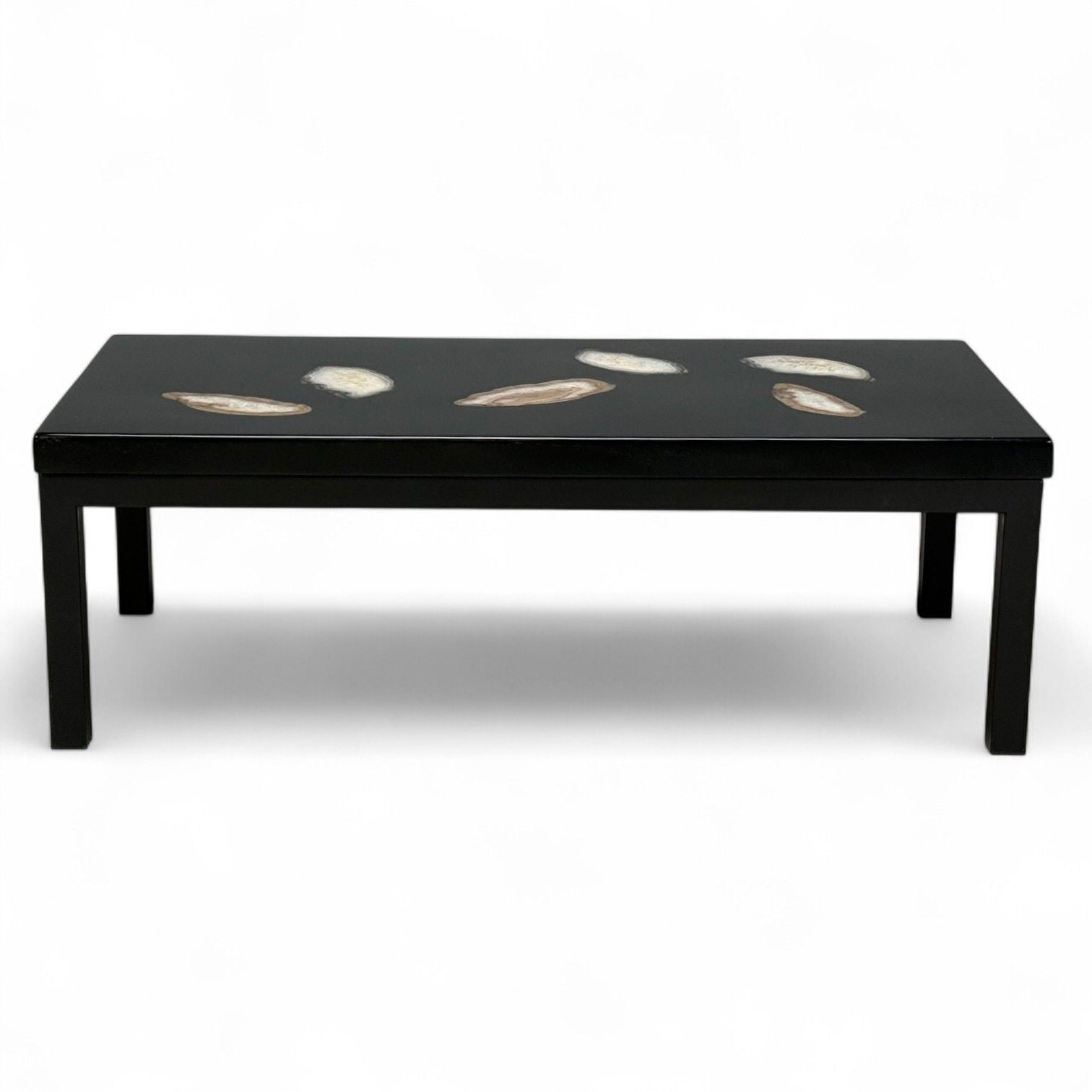 Ado Chale, Black Resin, Agate, Coffee Table, Belgium, 1990s