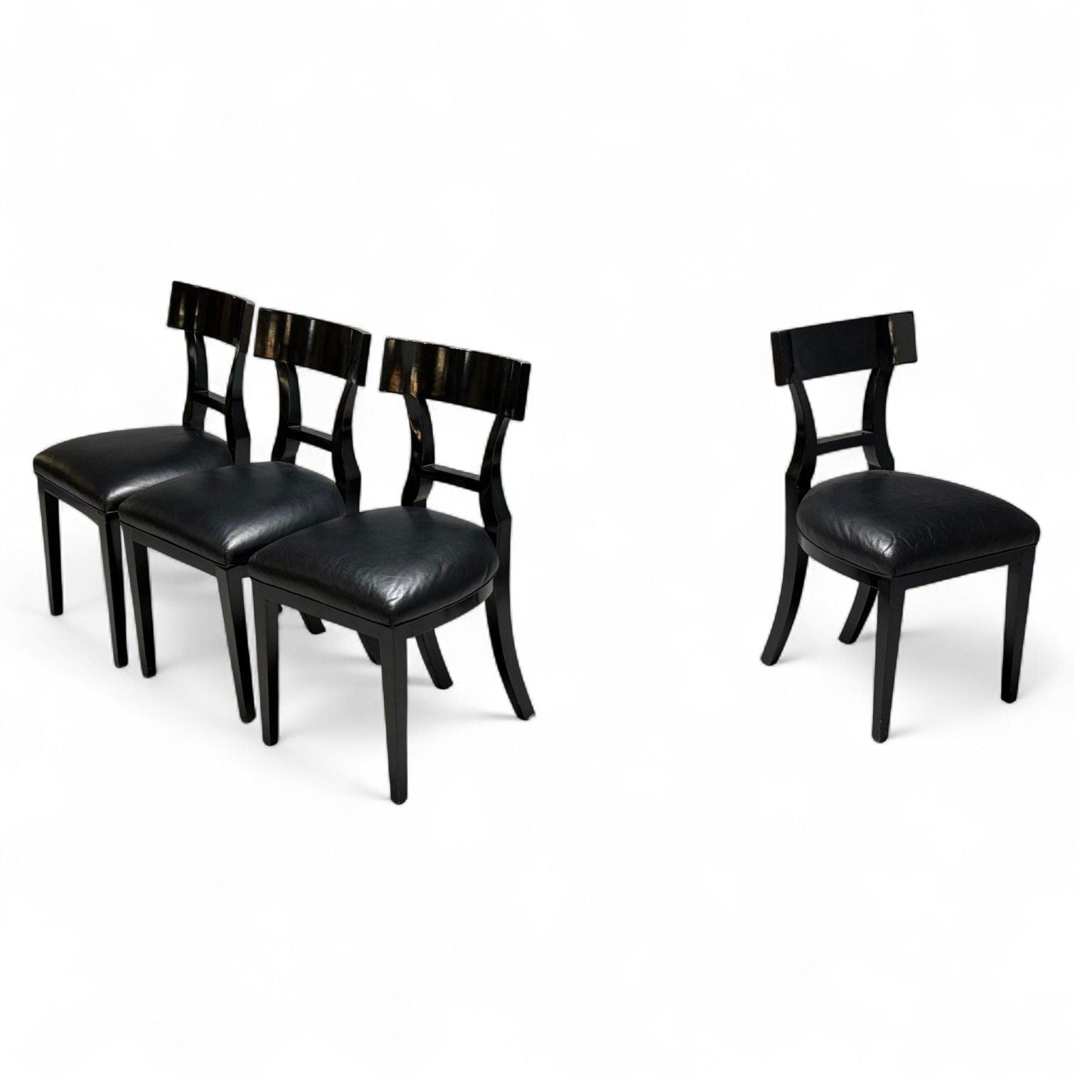 Niedermaier, Ebonized Wood, Leather, Klismos Dining Chairs, USA, 21st C.