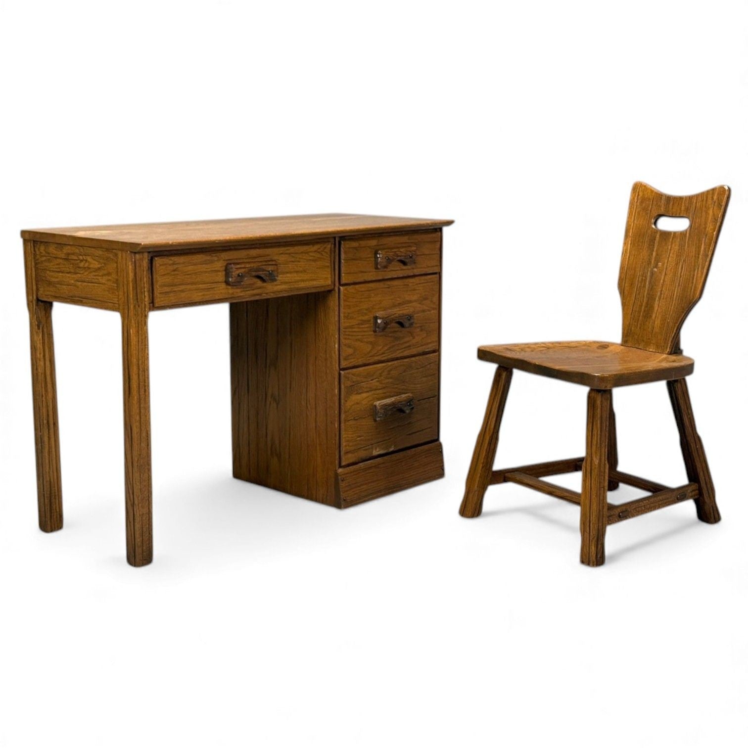 A. Brandt Ranch Oak, Oak, Writing Desk and Chair, USA, 1950s
