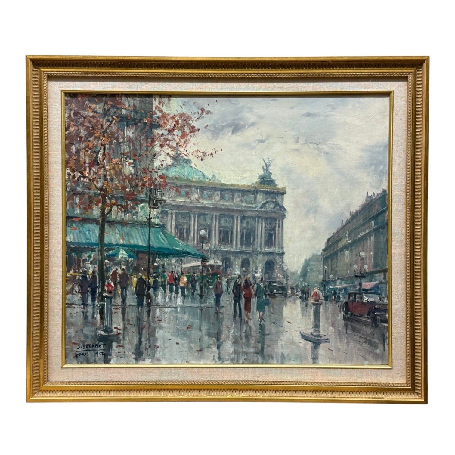 Jean Salabet, Impressionism, Paris Street Scene, Oil on Canvas, France, 1954