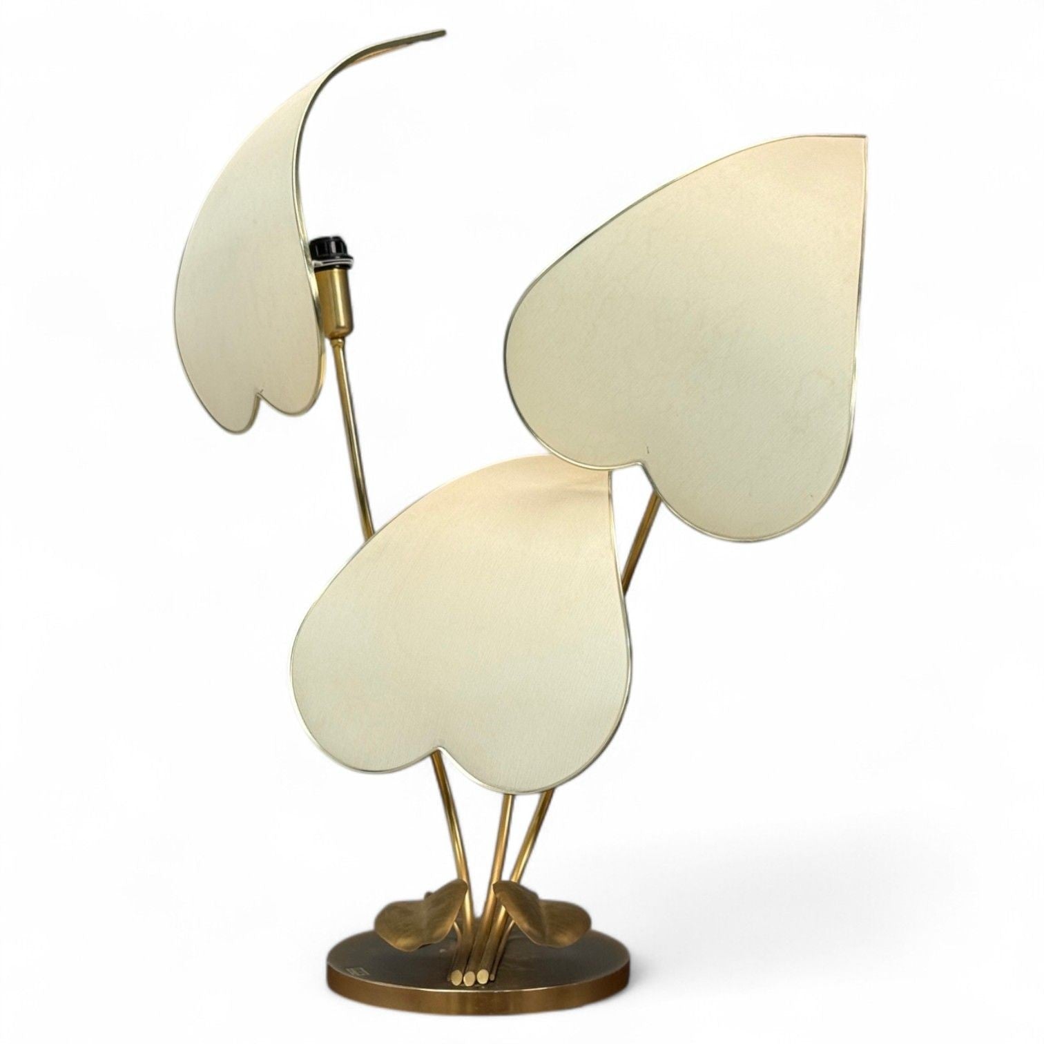 Italian Modern, Gilt Iron, Fabric, Large Table Lamp, Italy, 1970s
