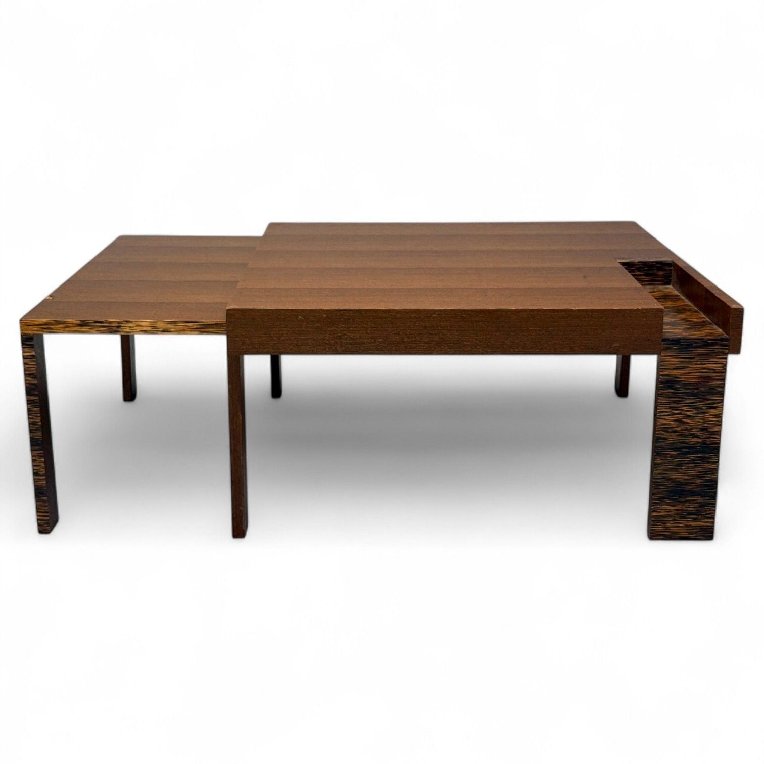 French Art Deco, Wood, Palm Veneer, Expandable Coffee Table, France, 1960s