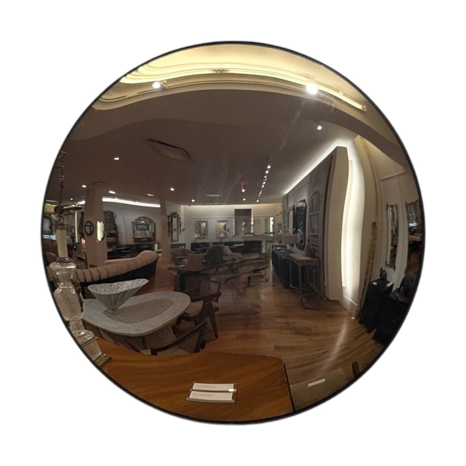 Contemporary, Convex Glass, Brass, Silver Space Age Wall Mirror