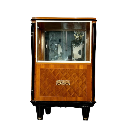 French Art Deco Marquetry Vitrine / Cabinet, Buffet, Jewelers Cabinet,