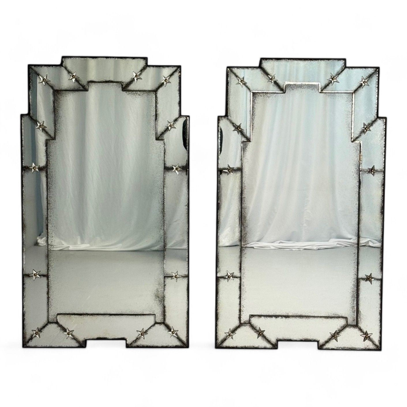 Art Deco Style, Antique and Beveled Glass, Venetian Wall Mirrors, 21st C.