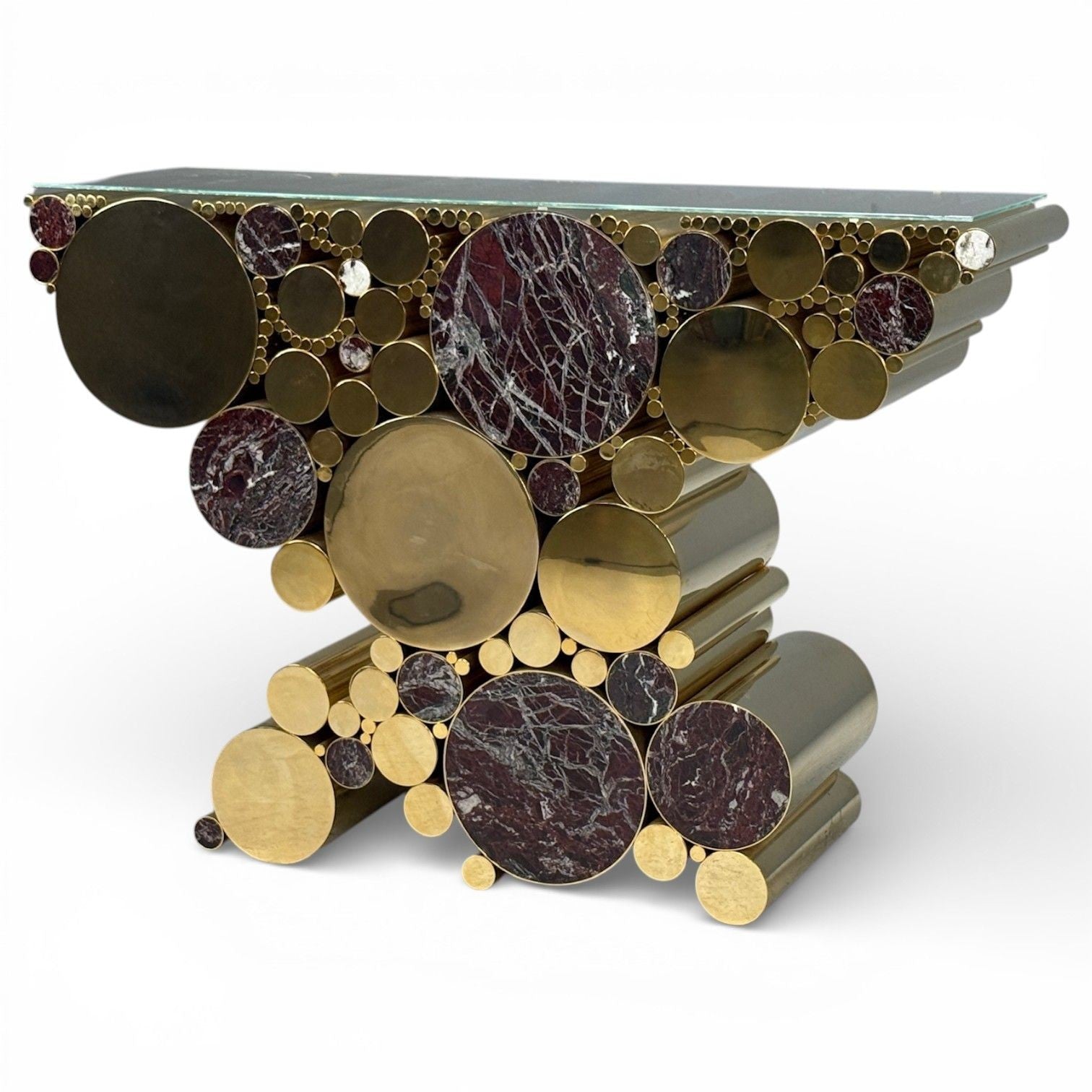 Malabar, Polished Brass, Marble, Wanderlust Console, Portugal, 21st c.