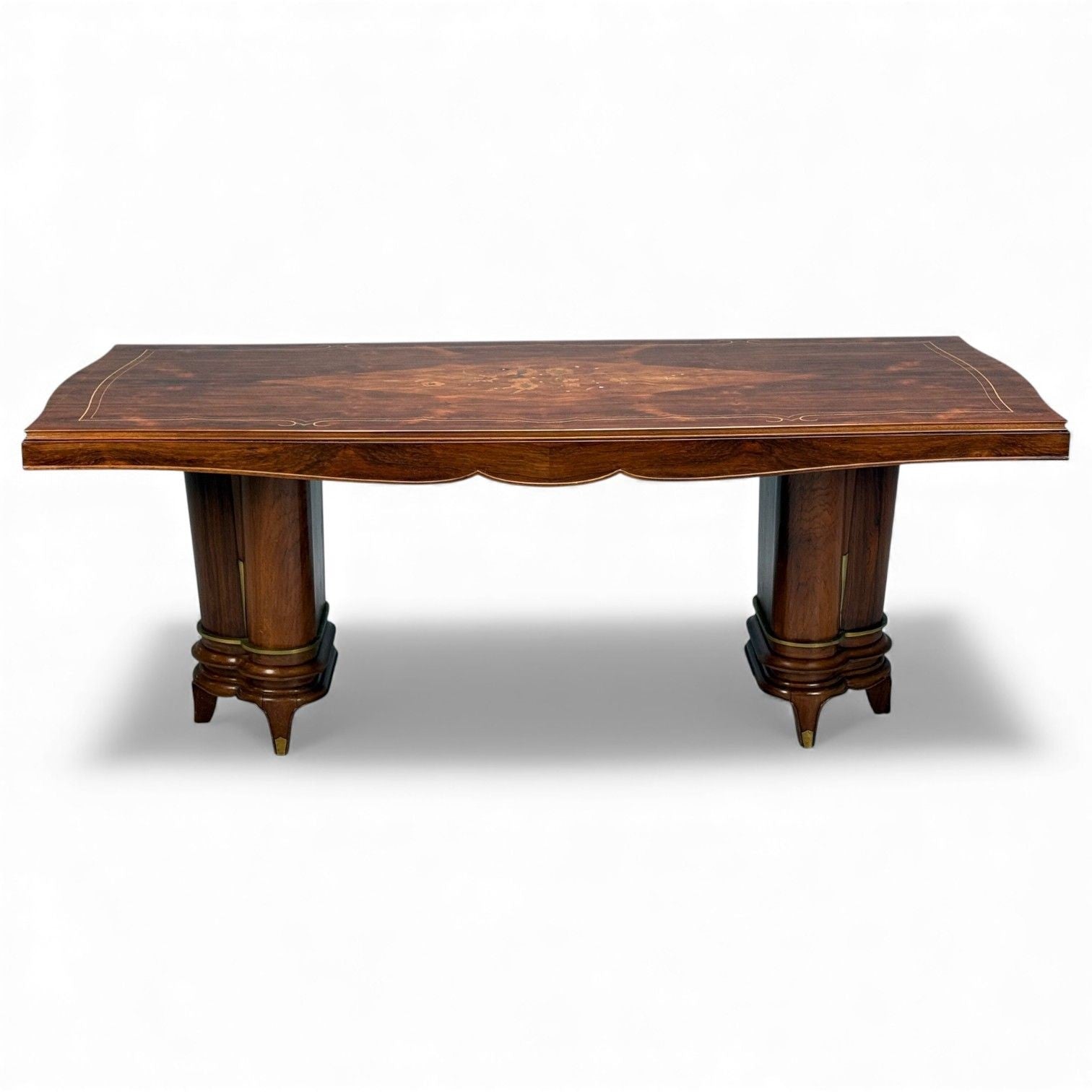 Jules Leleu, French Art Deco, Rosewood, Abalone, Rare Dining Table, France, 1930s