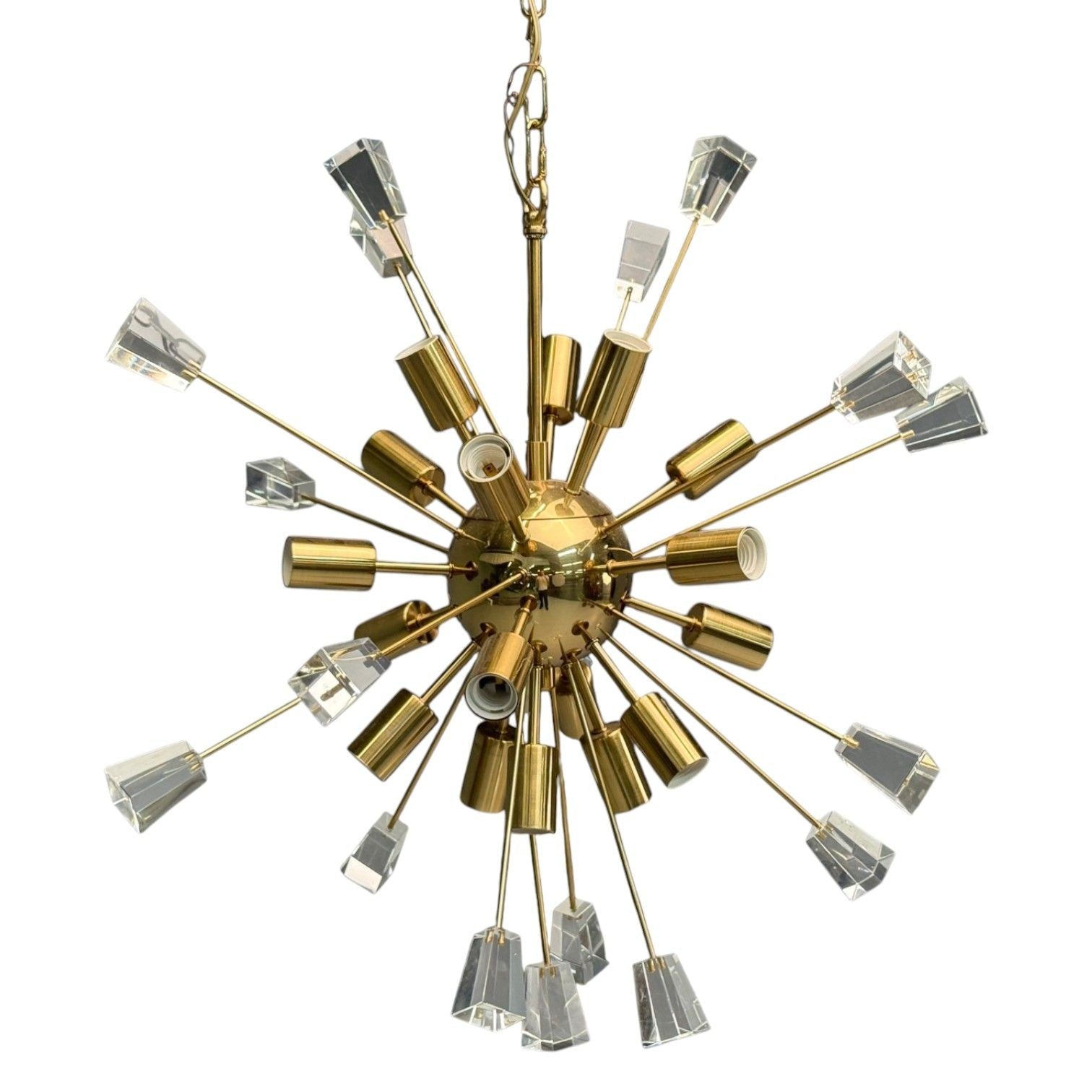 American Modern, Brass, Lucite, Sputnik Chandelier, USA, 1980s
