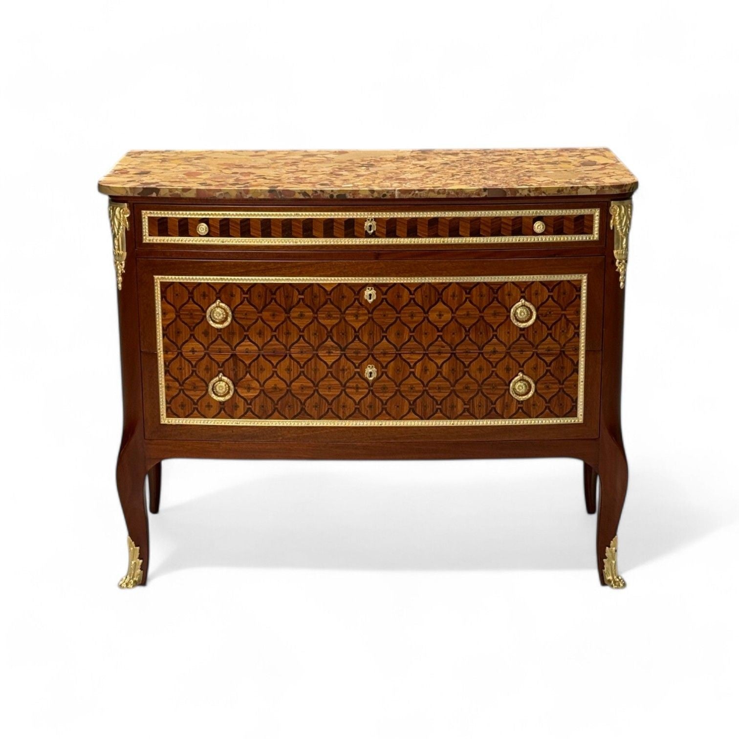 Louis XV Style, French Commode, Kingwood Inlay, Bronze, France, 19th C.
