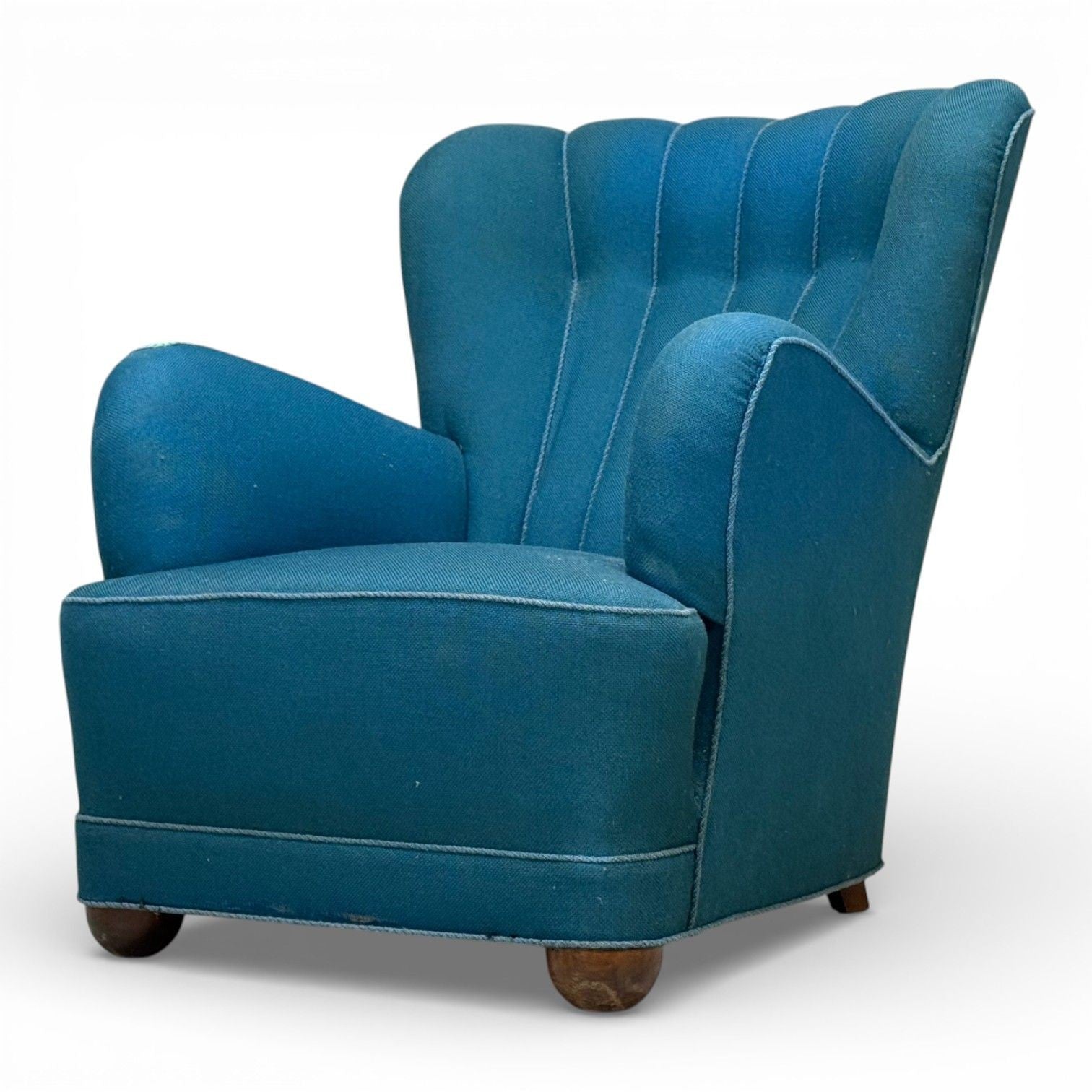 Danish Cabinetmaker, Lounge Chair, Beech, Wool, Denmark, 1930s