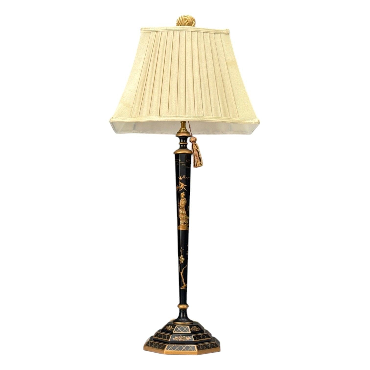 Chinoiserie, Painted Wood, Gilt, Ebonized Table Lamps, USA, 1970s