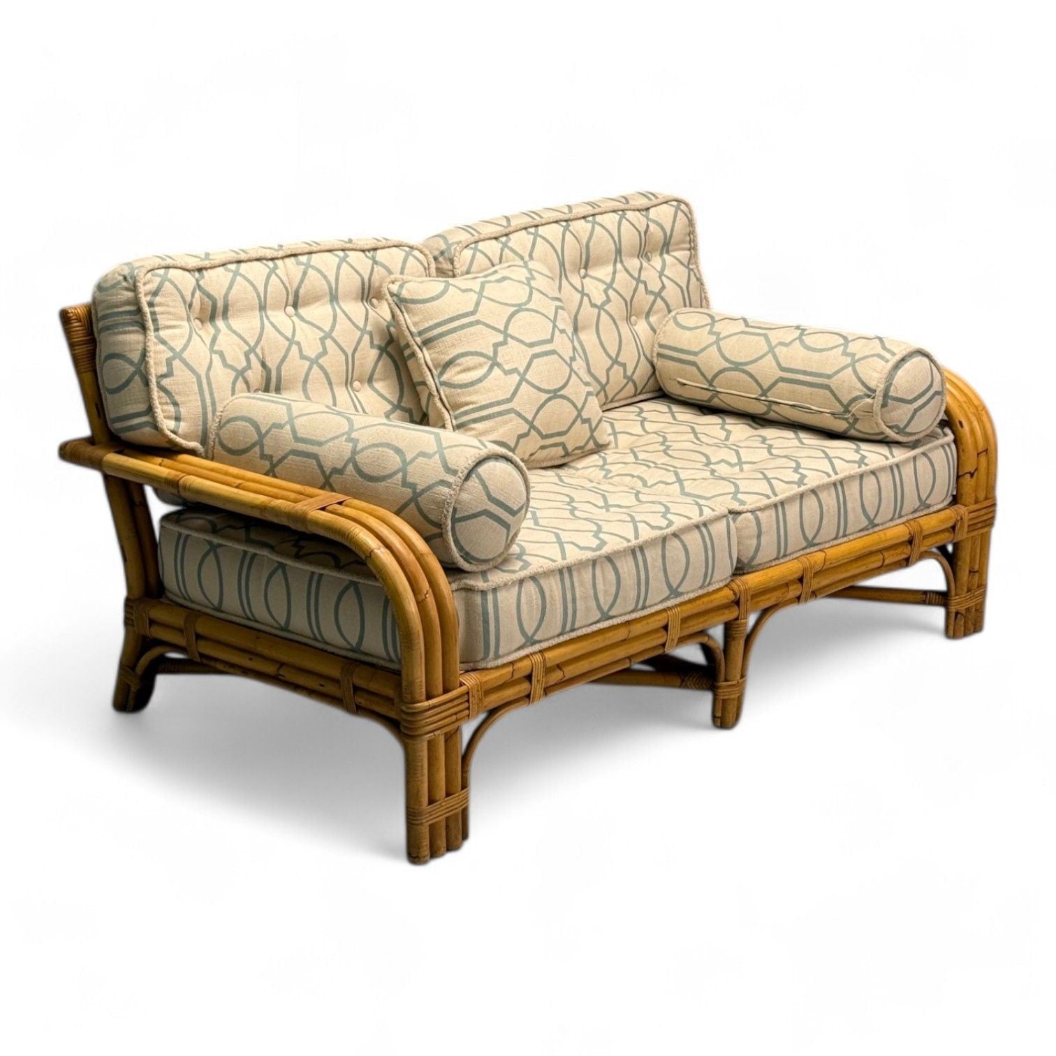 Bielecky Brothers, Modern Two Seater Sofa, Settee, Cane, Bamboo, USA, 21st C.
