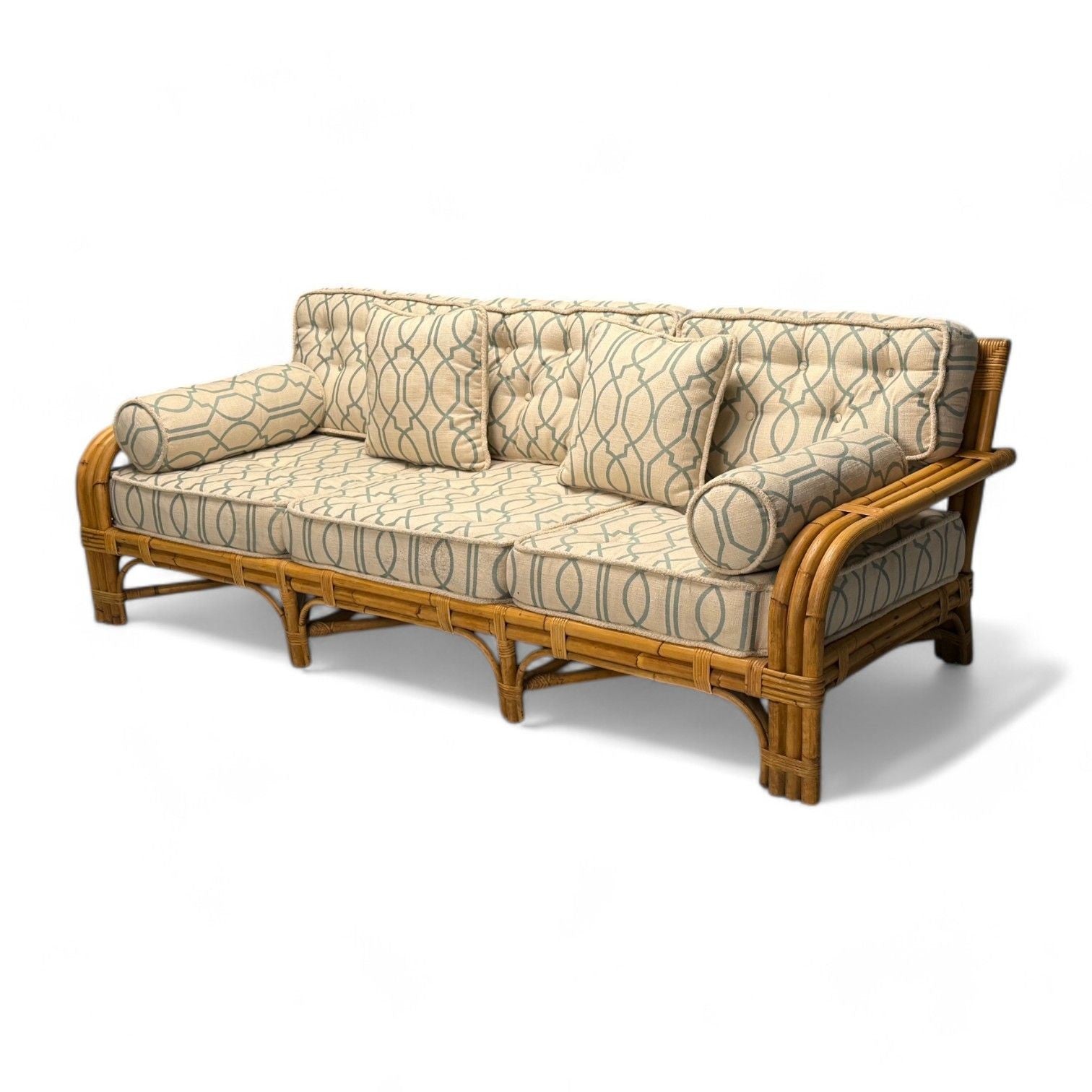 Bielecky Brothers, Modern, Large Three Seater Sofa, Rattan, Bamboo, USA, 21st C.