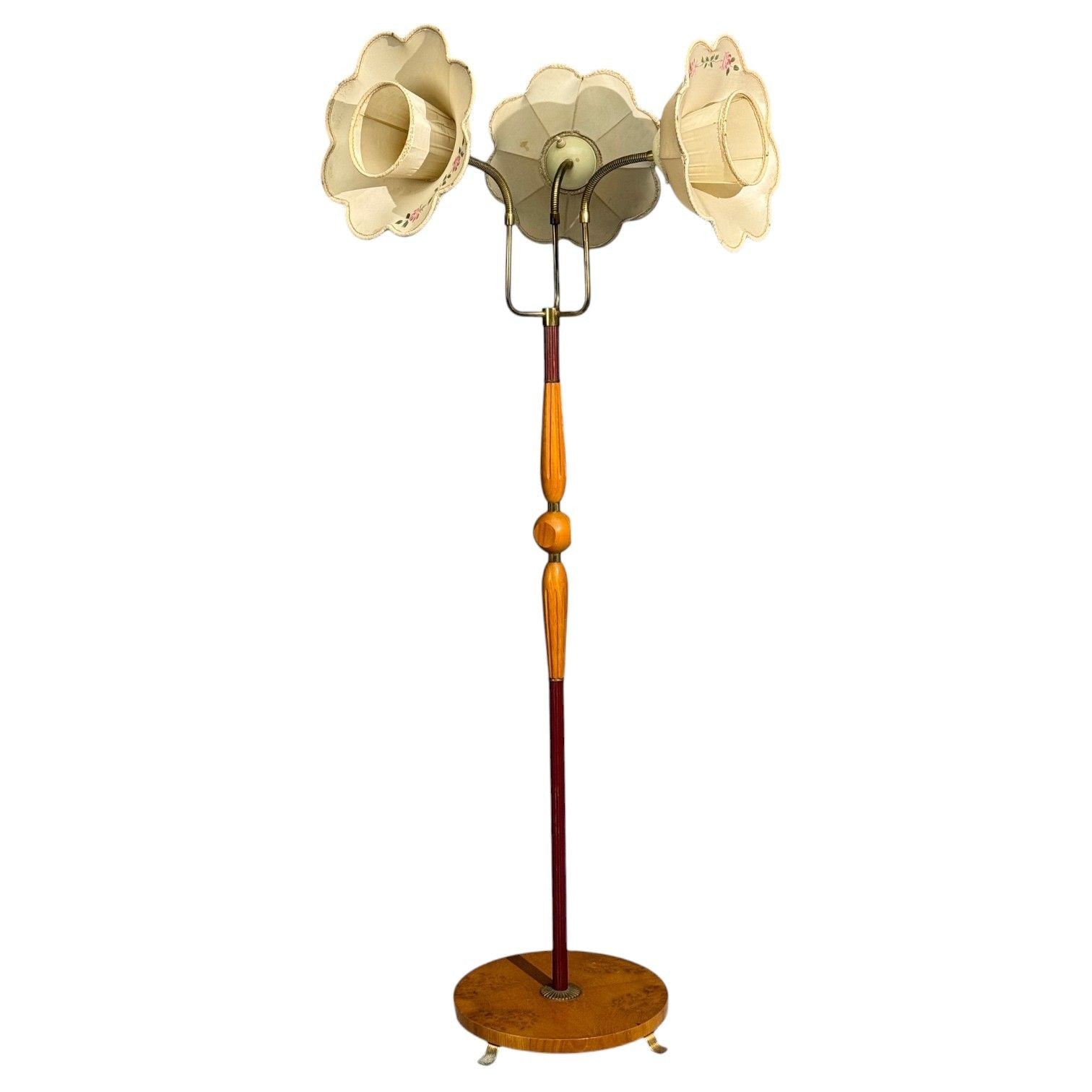 Swedish Modern, Adjustable Floor Lamp, Wood, Metal, Sweden, 1950s