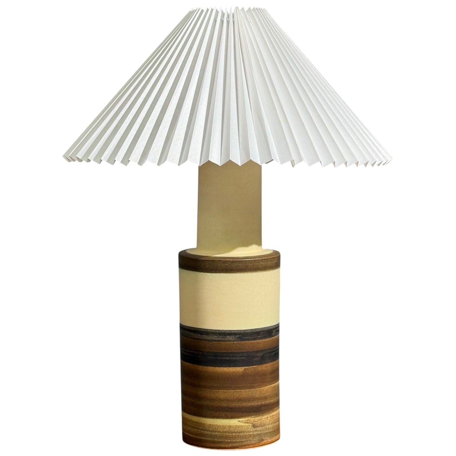 Eriksen Keramik, Large Table Lamp, Beige Stoneware, Denmark, 1970s